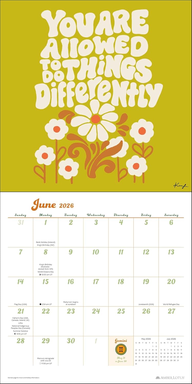 2026 Kira Cyan: Funky Daze - Square Wall Calendar