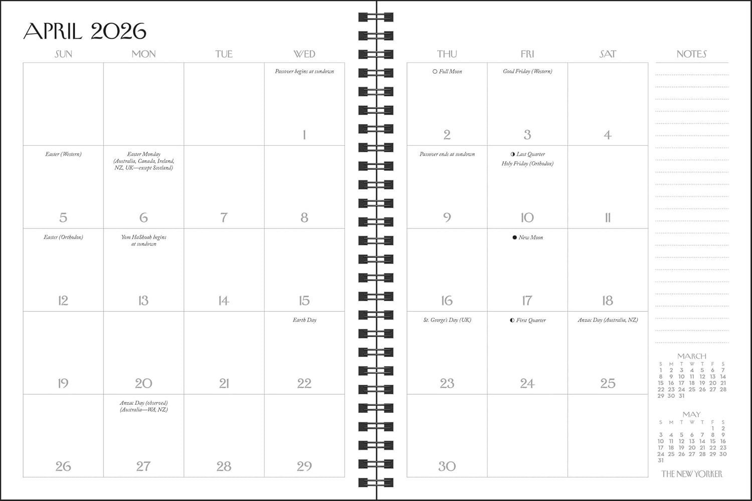 2026 New Yorker Magazine - Monthly & Weekly Diary/Planner