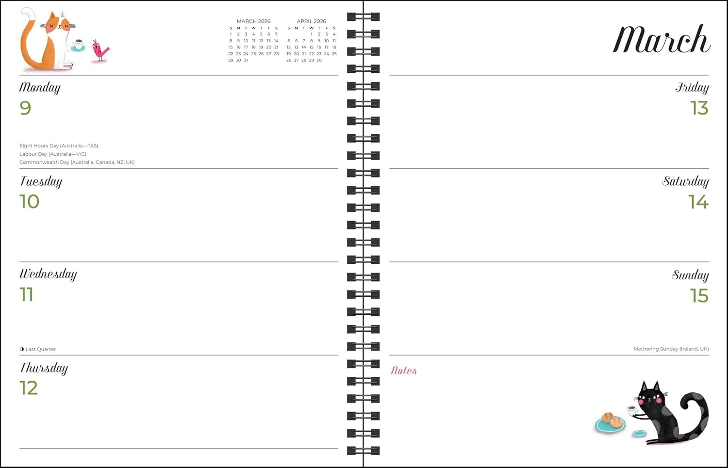 2026 Feline: Terry Runyan's Cats M/W Planner