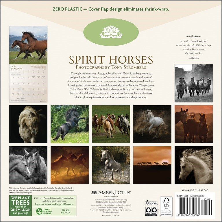 2026 Spirit Horses - Square Wall Calendar