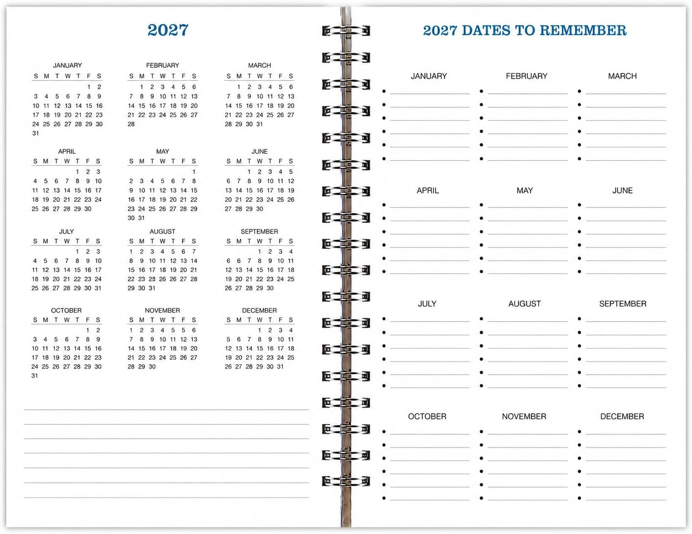 2027 B Word - Weekly and Monthly Diary/Planner