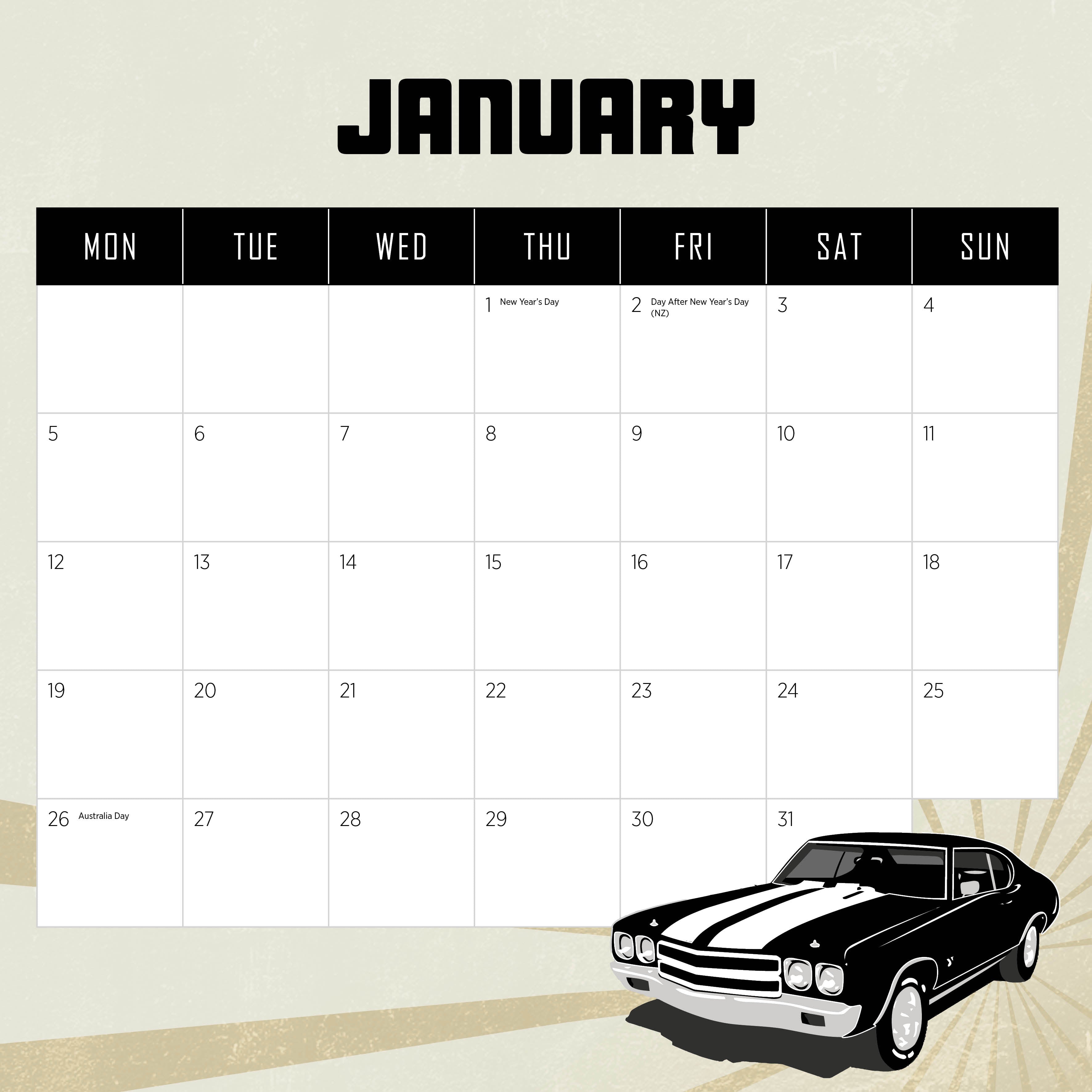 2026 Australian Muscle Cars - Square Wall Calendar
