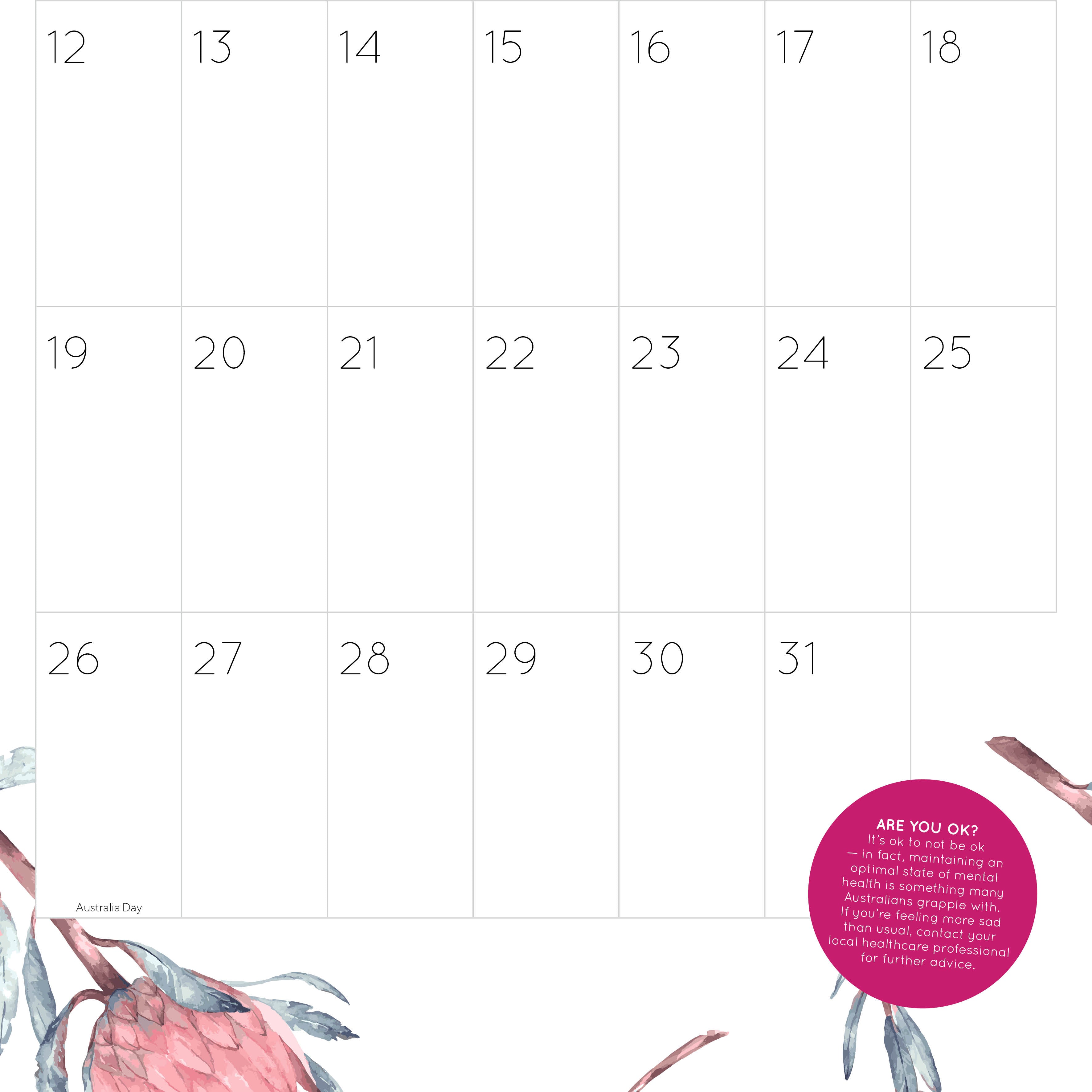 2026 BIG DATES - Australiana - Square Wall Calendar