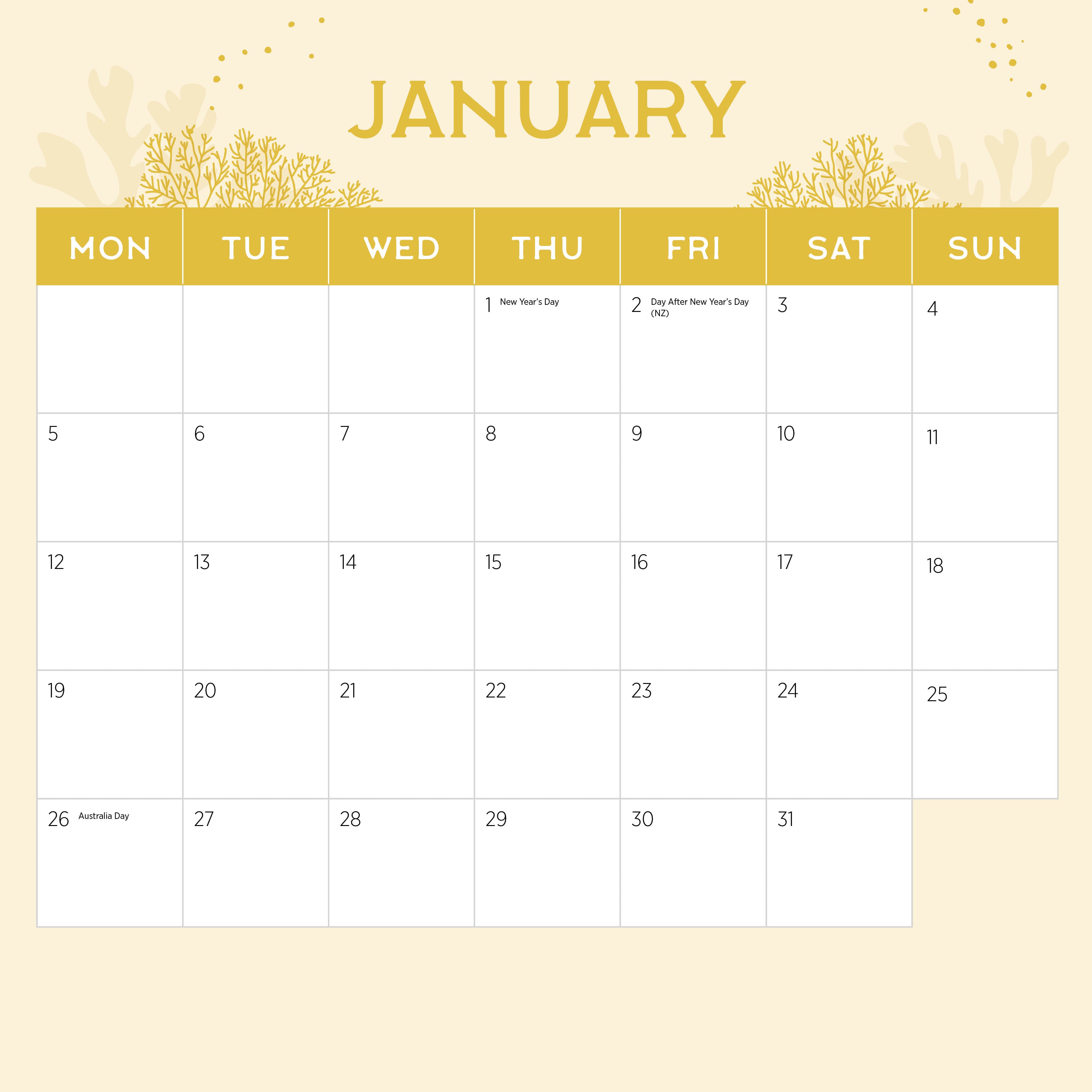 2026 Colourful Ocean Animals - Square Wall Calendar