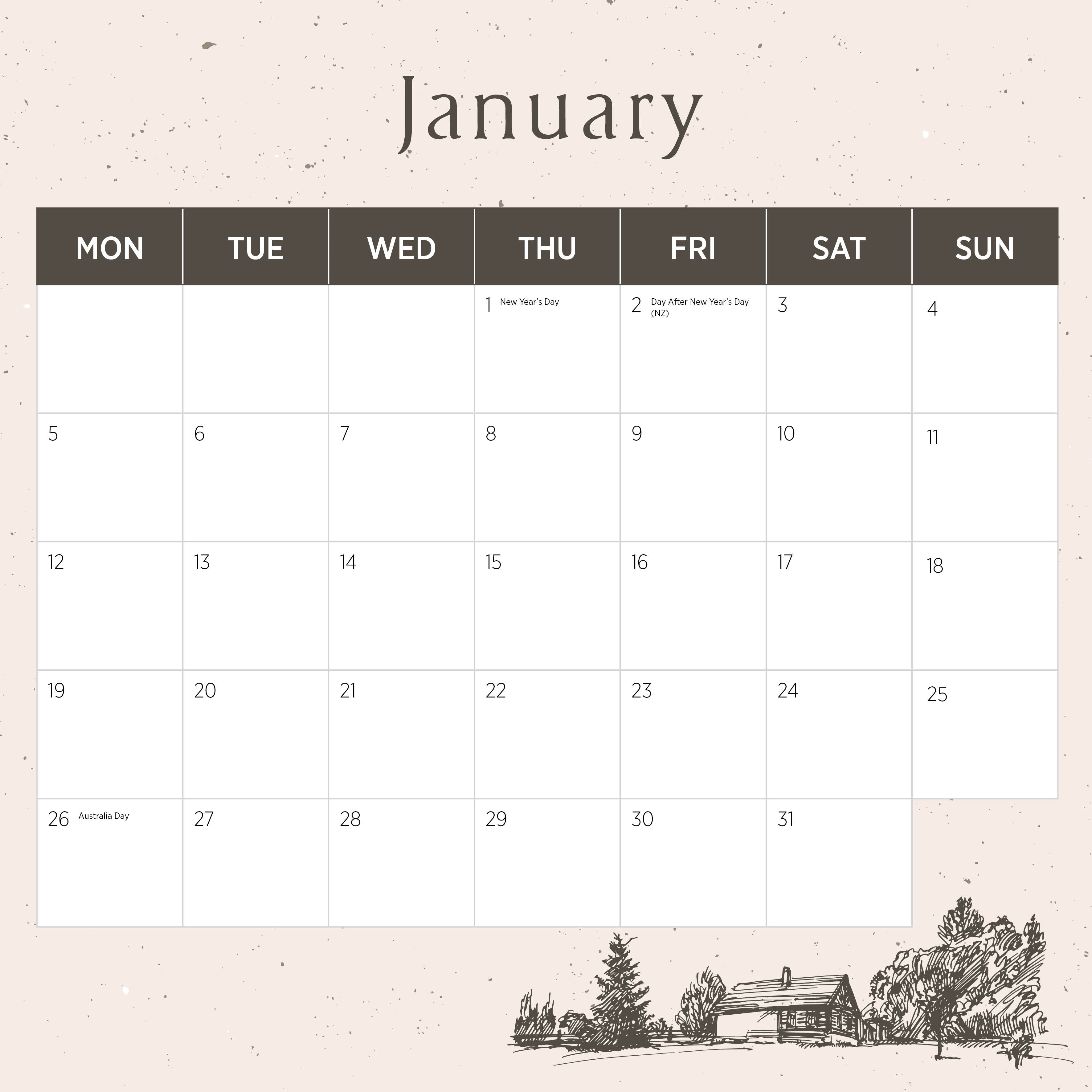 2026 English Countryside - Square Wall Calendar