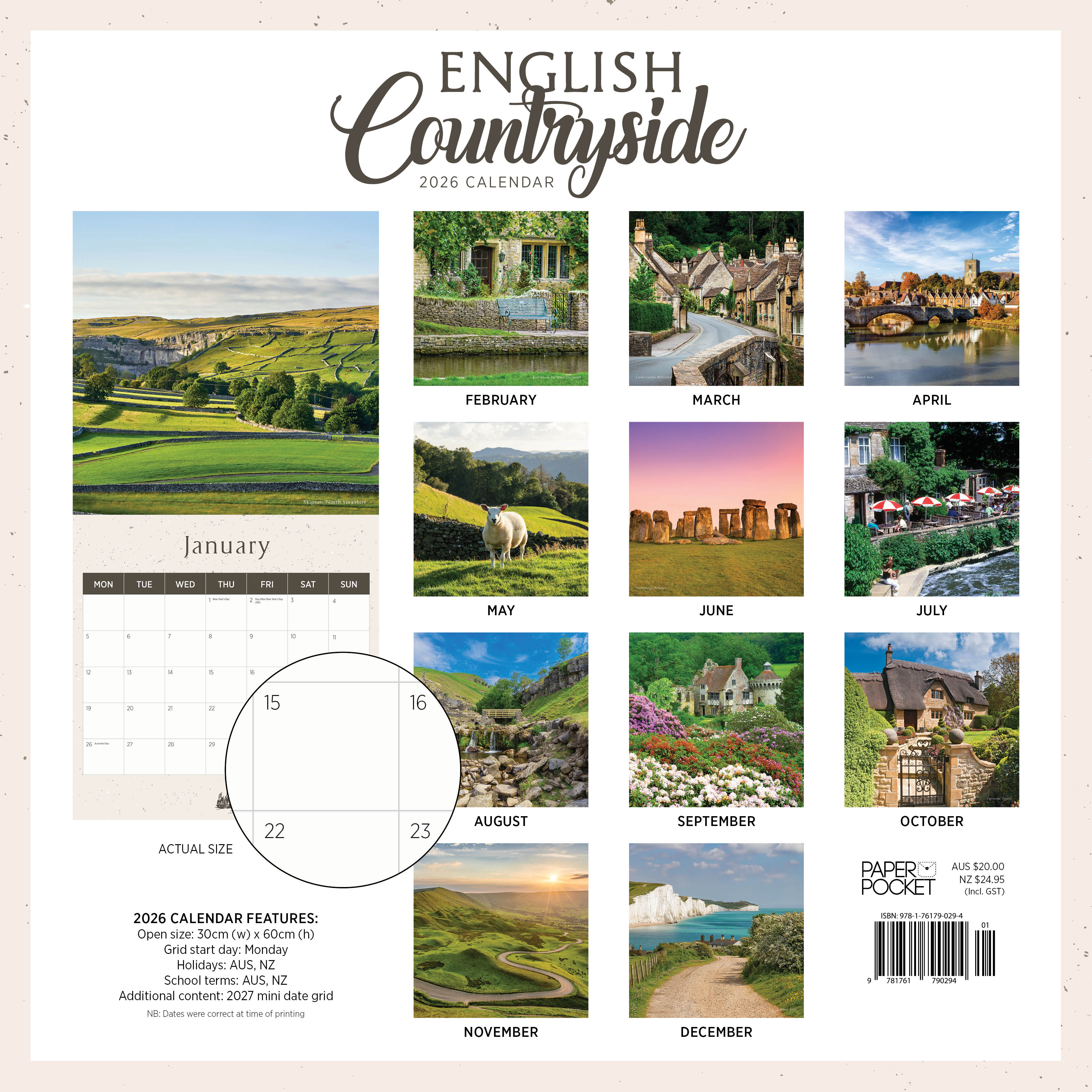2026 English Countryside - Square Wall Calendar