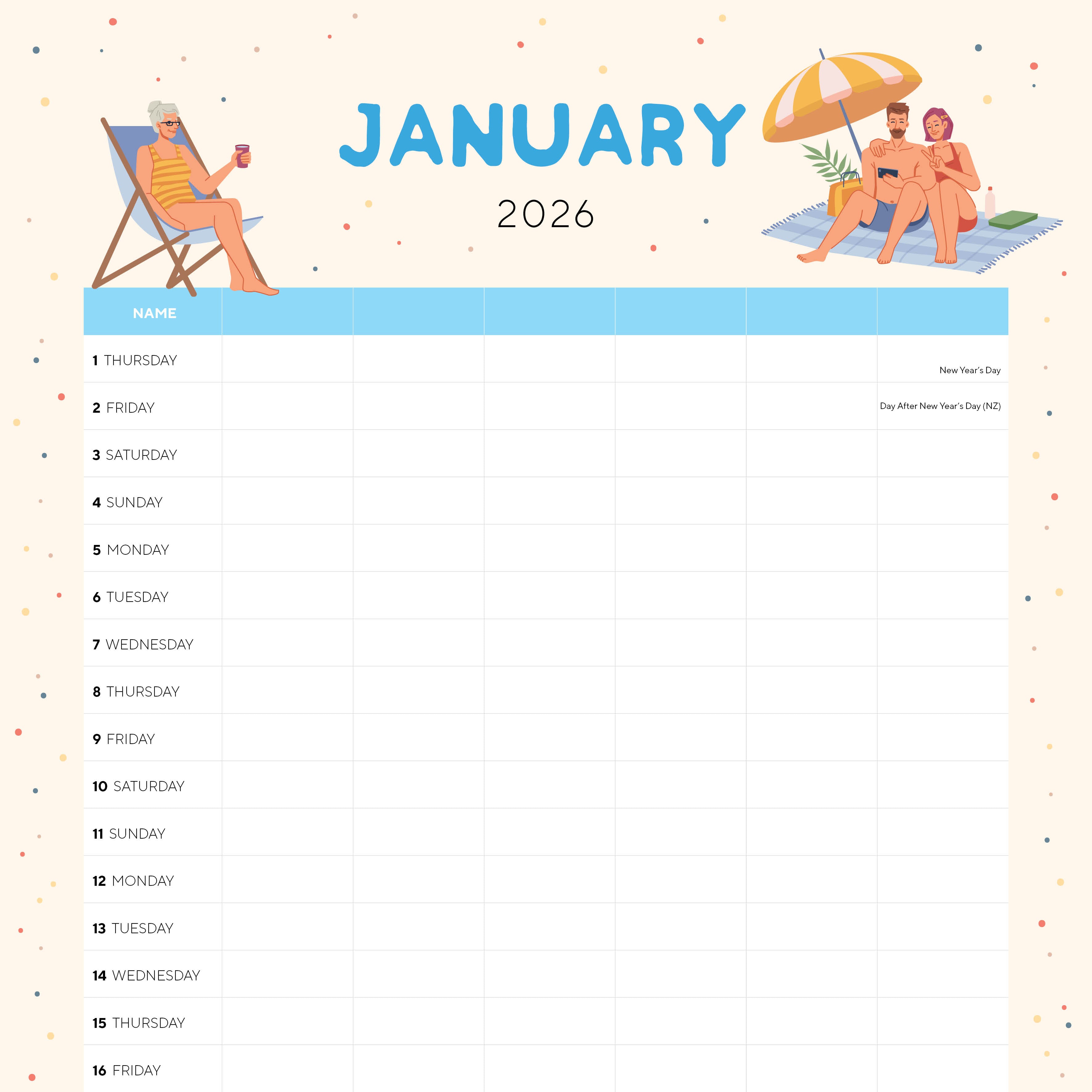 2026 Family Planner - Square Wall Calendar