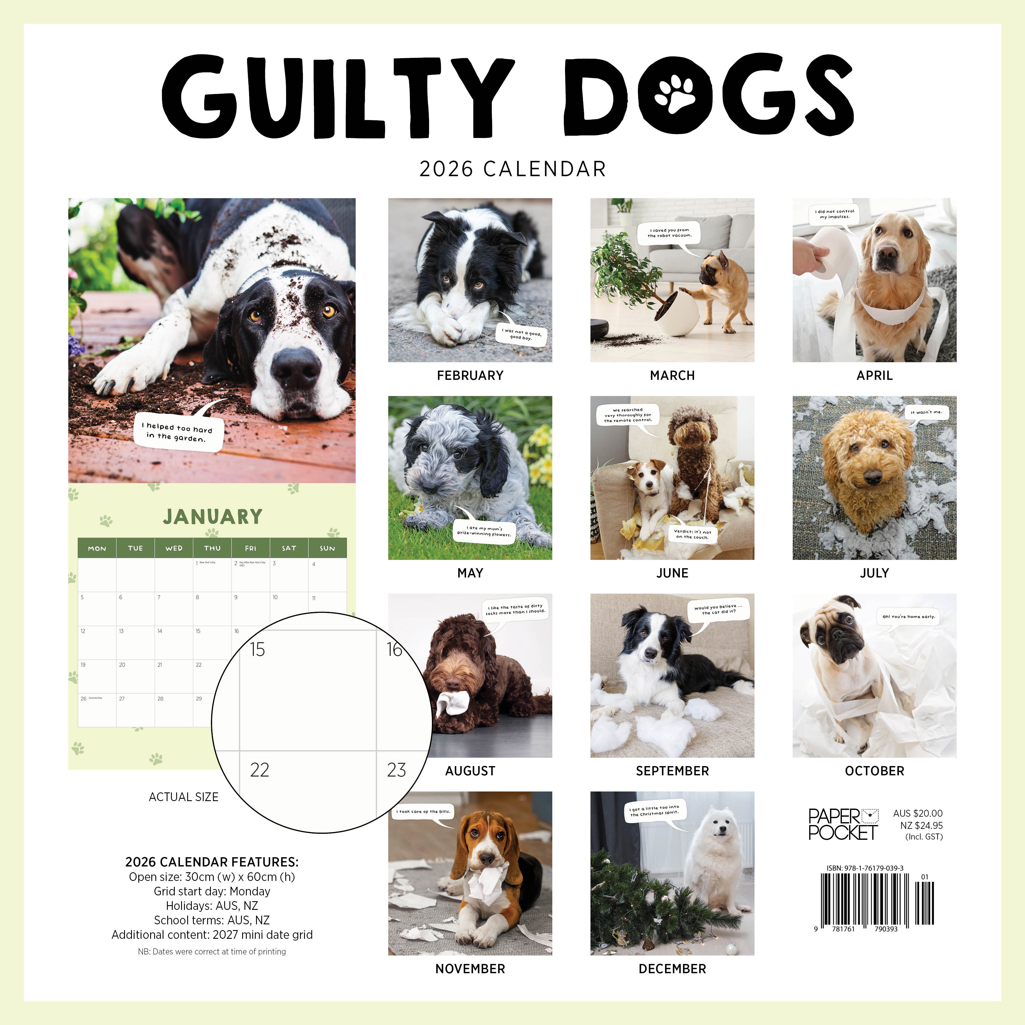2026 Guilty Dogs - Square Wall Calendar
