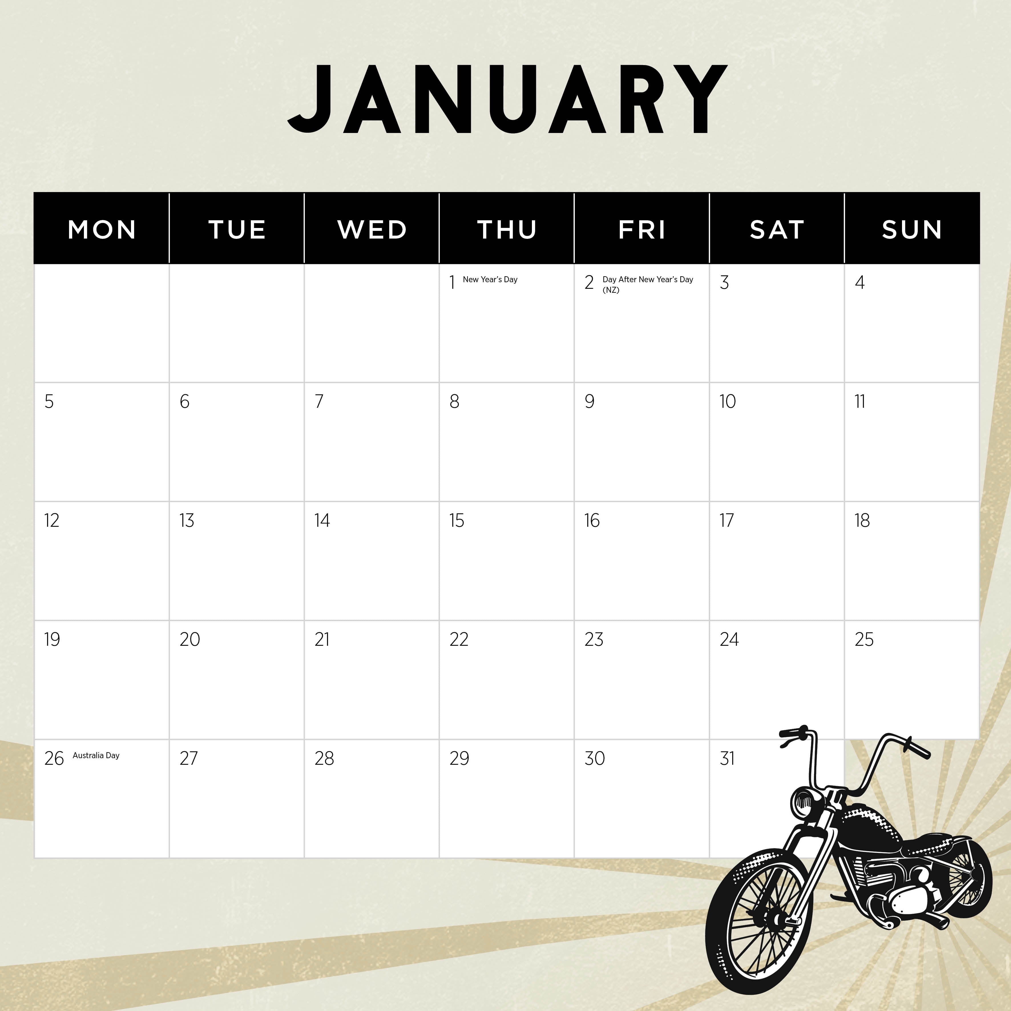2026 Harleys - Square Wall Calendar