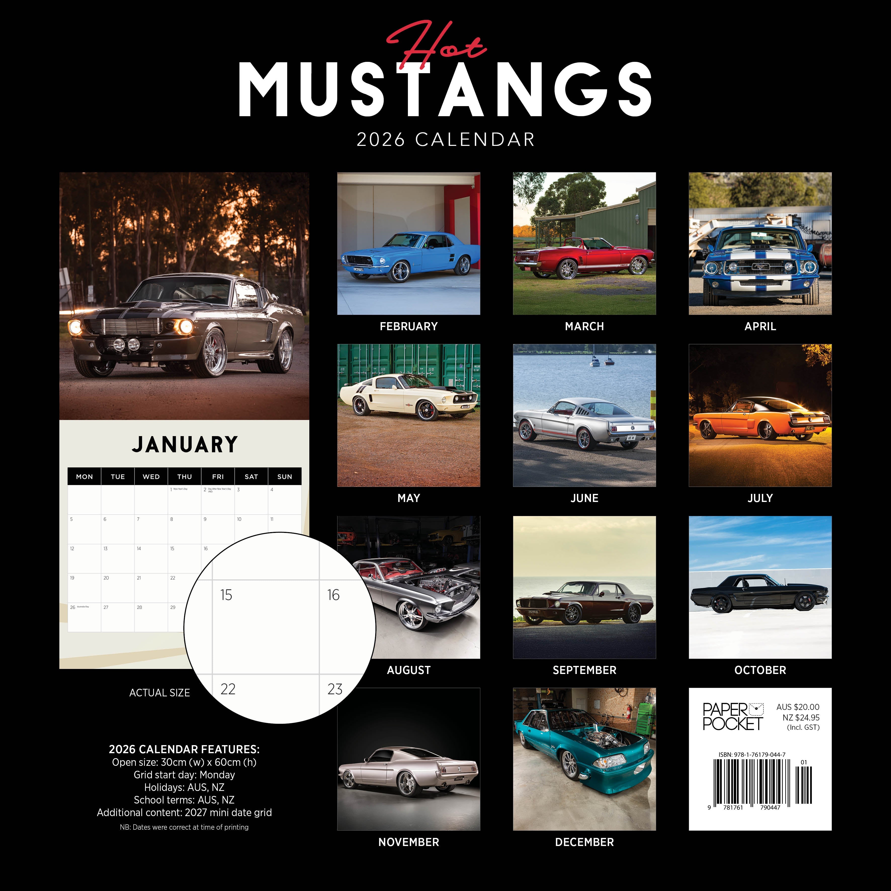 2026 Hot Mustangs - Square Wall Calendar