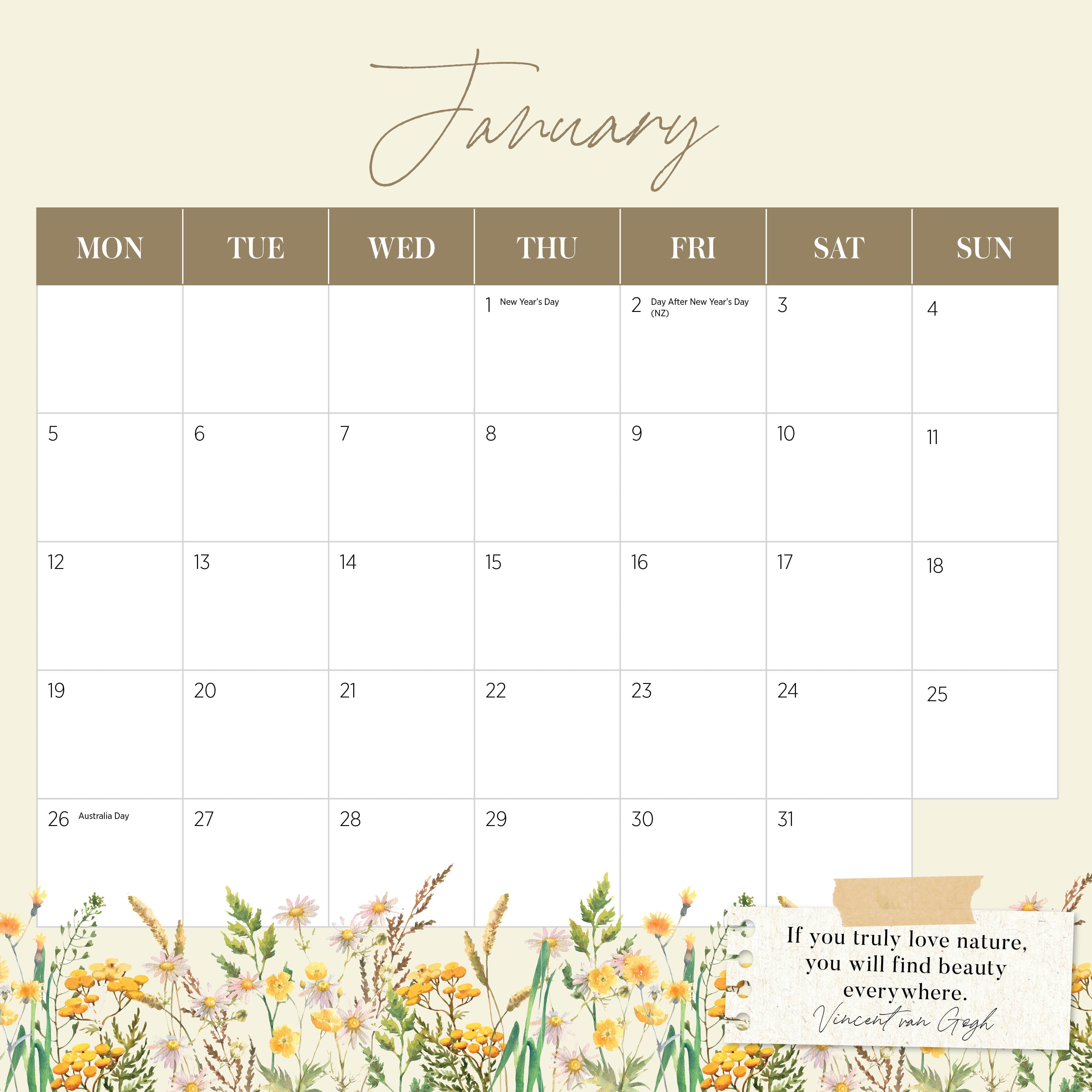 2026 Nature's Beauty - Square Wall Calendar