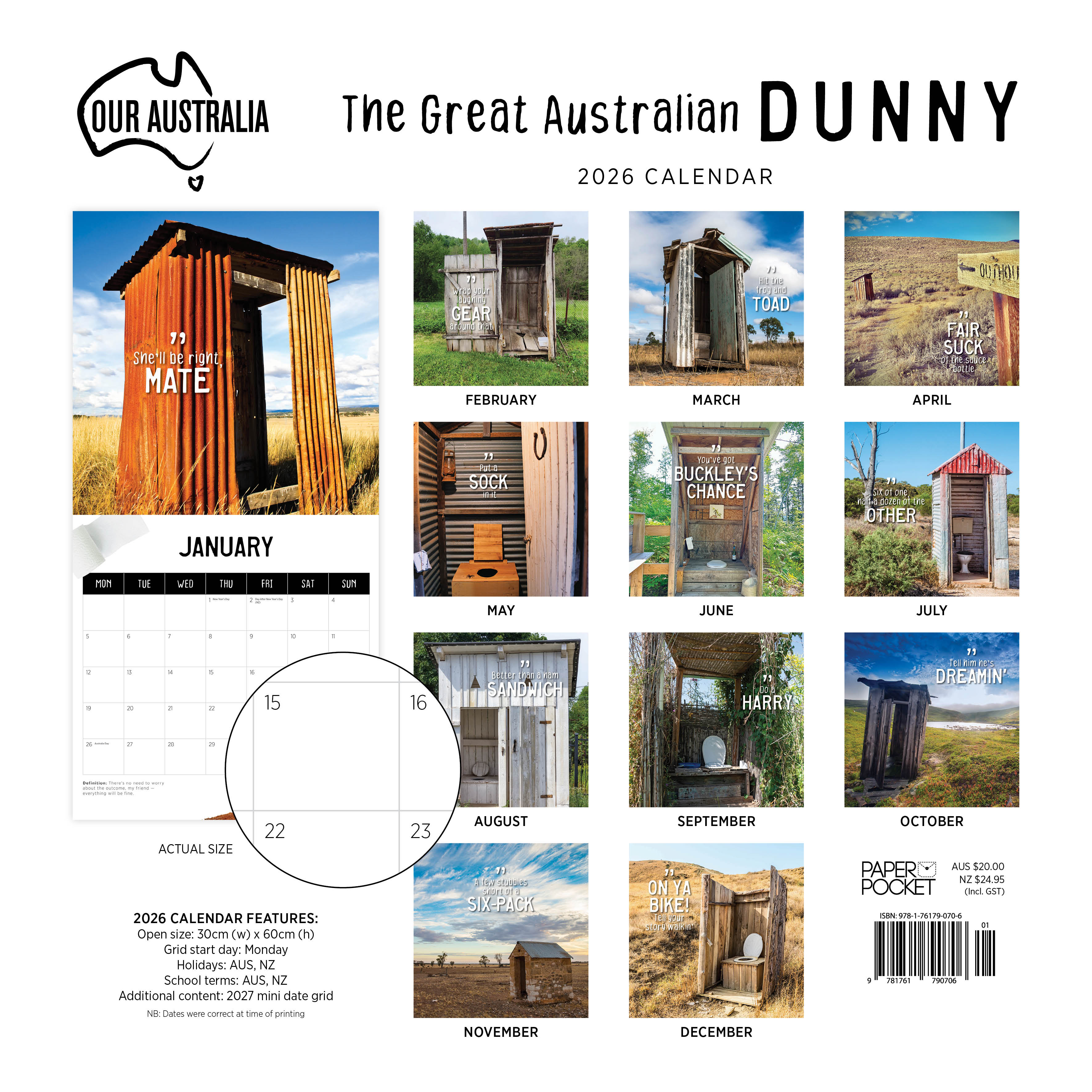 2026 Our Australia The Great Australian Dunny - Square Wall Calendar