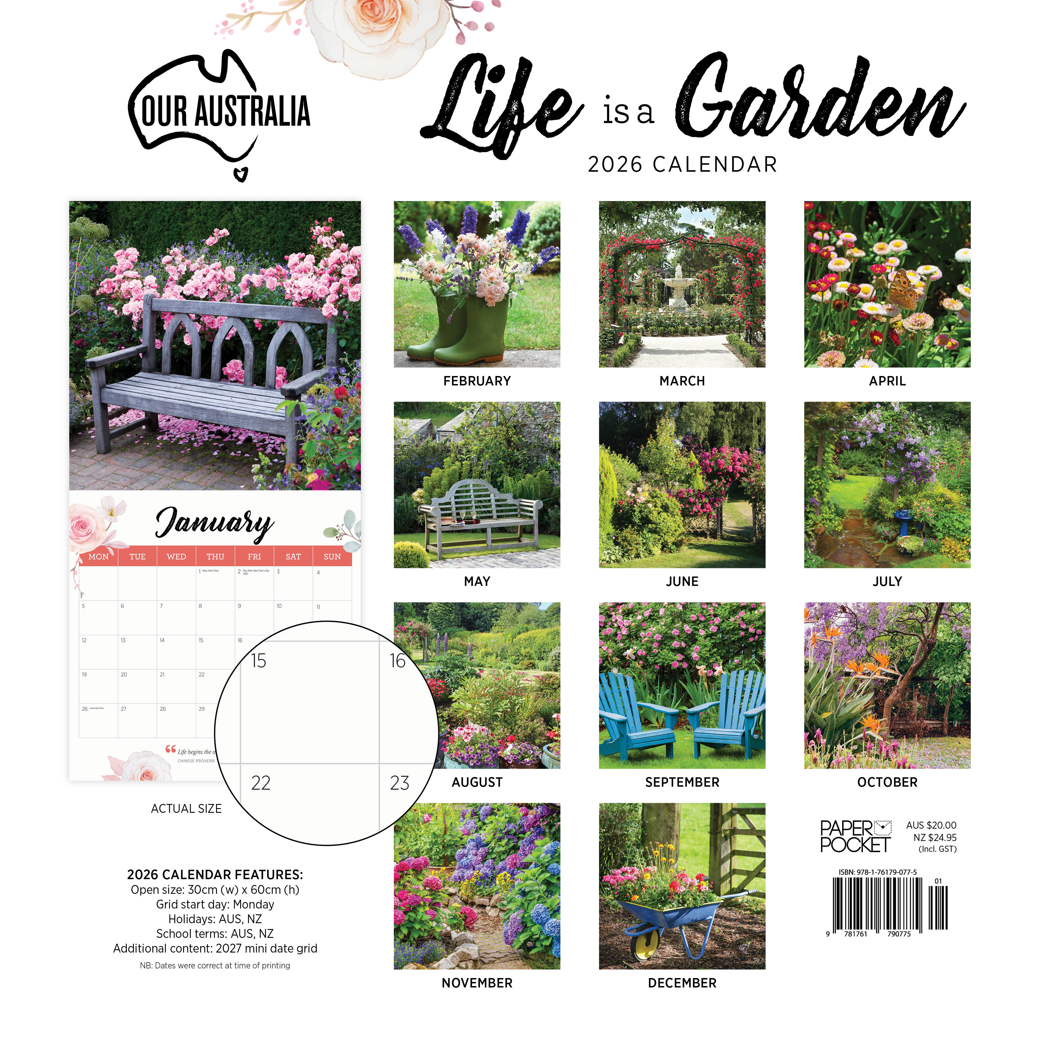 2026 Our Australia Life is a Garden - Square Wall Calendar