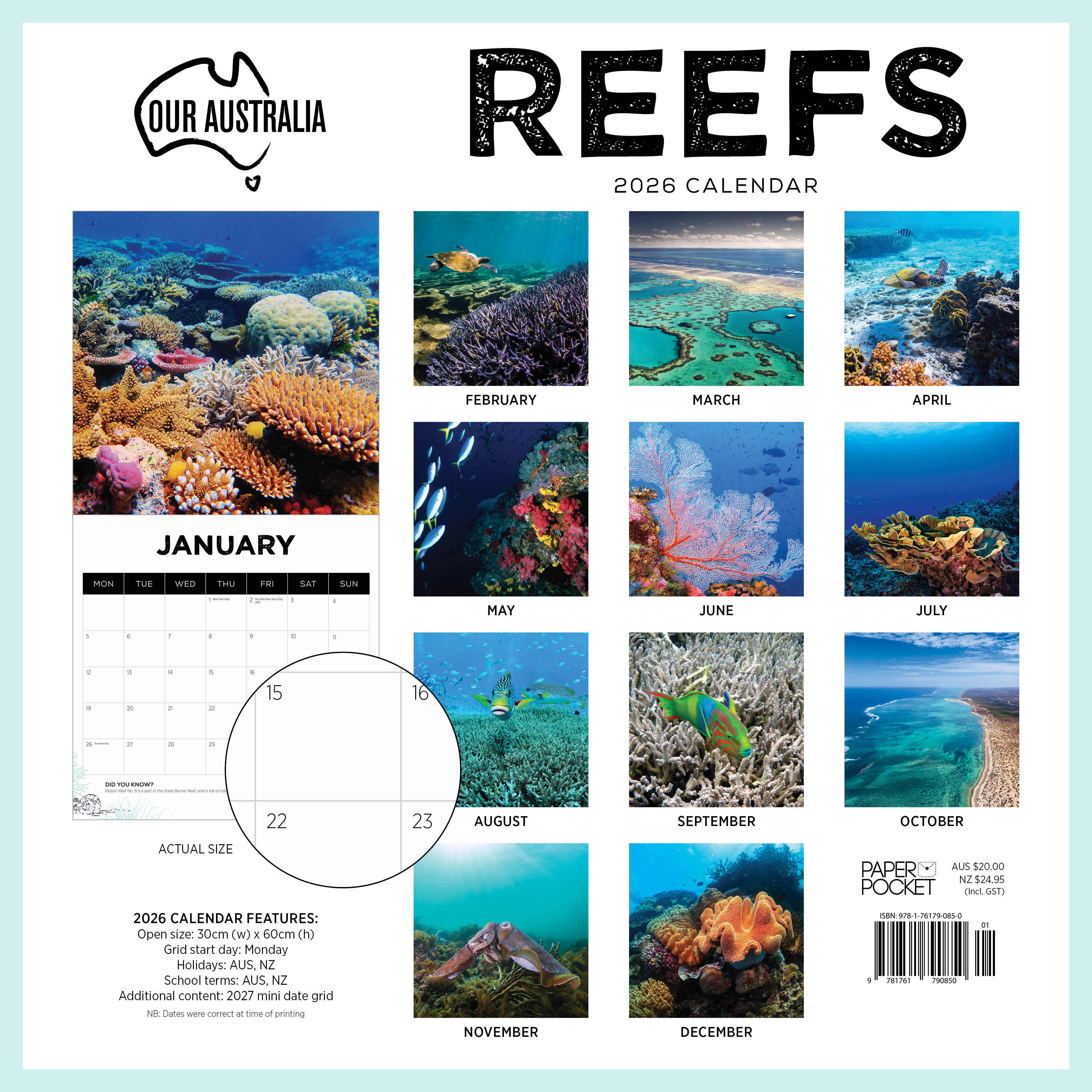 2026 Our Australia Reefs - Square Wall Calendar