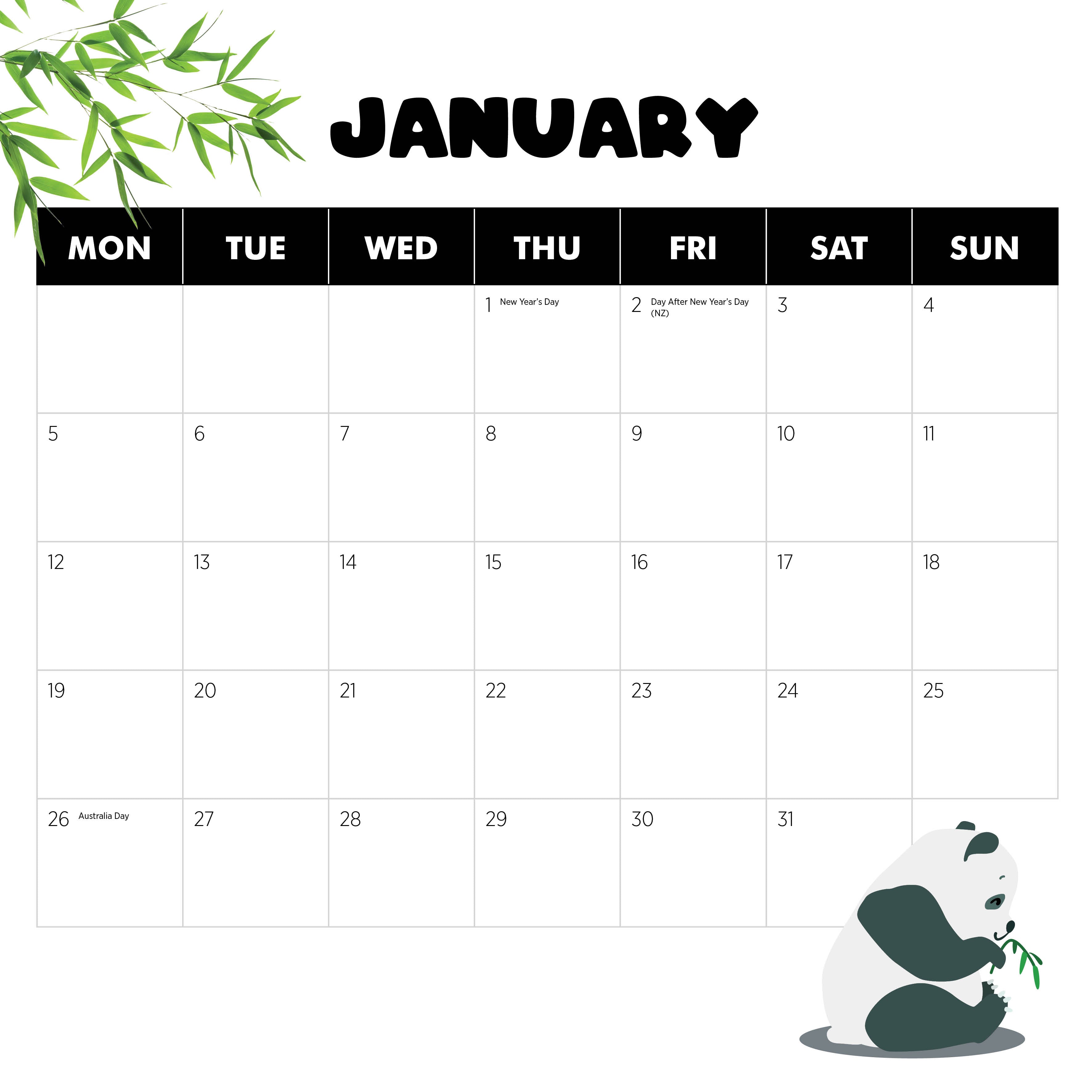 2026 Pandas - Square Wall Calendar