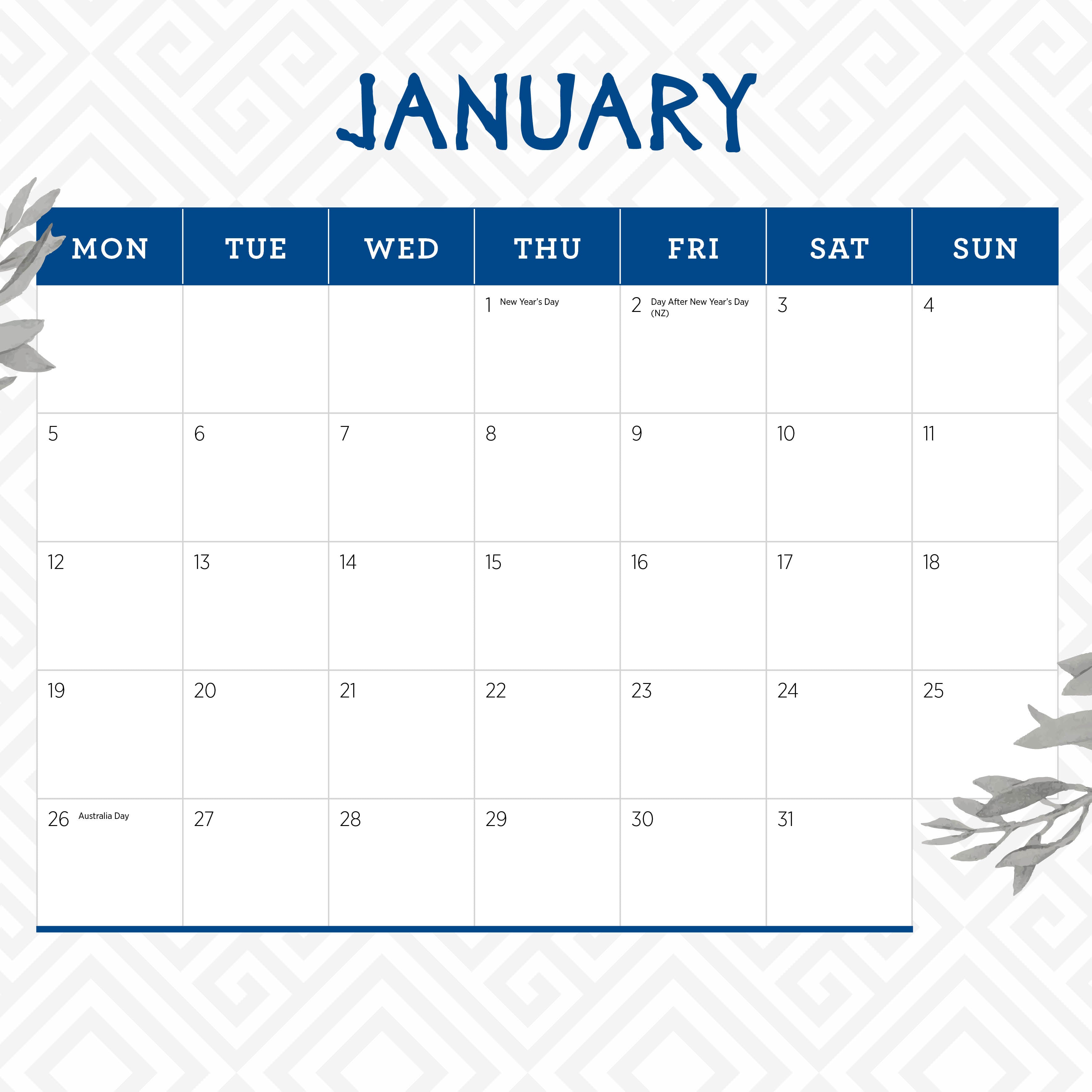 2026 Romantic Greece - Square Wall Calendar