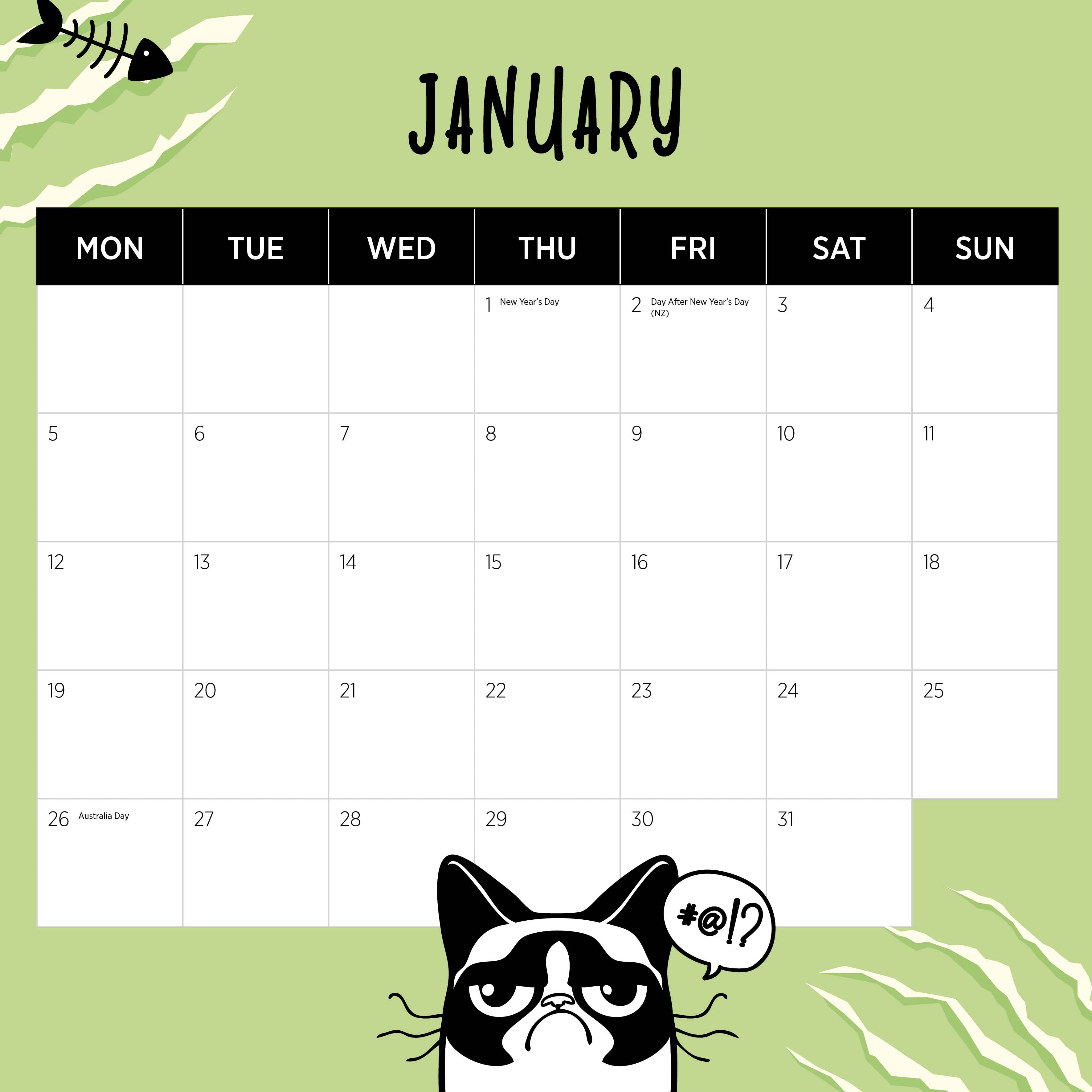 2026 Snappy Cat - Square Wall Calendar