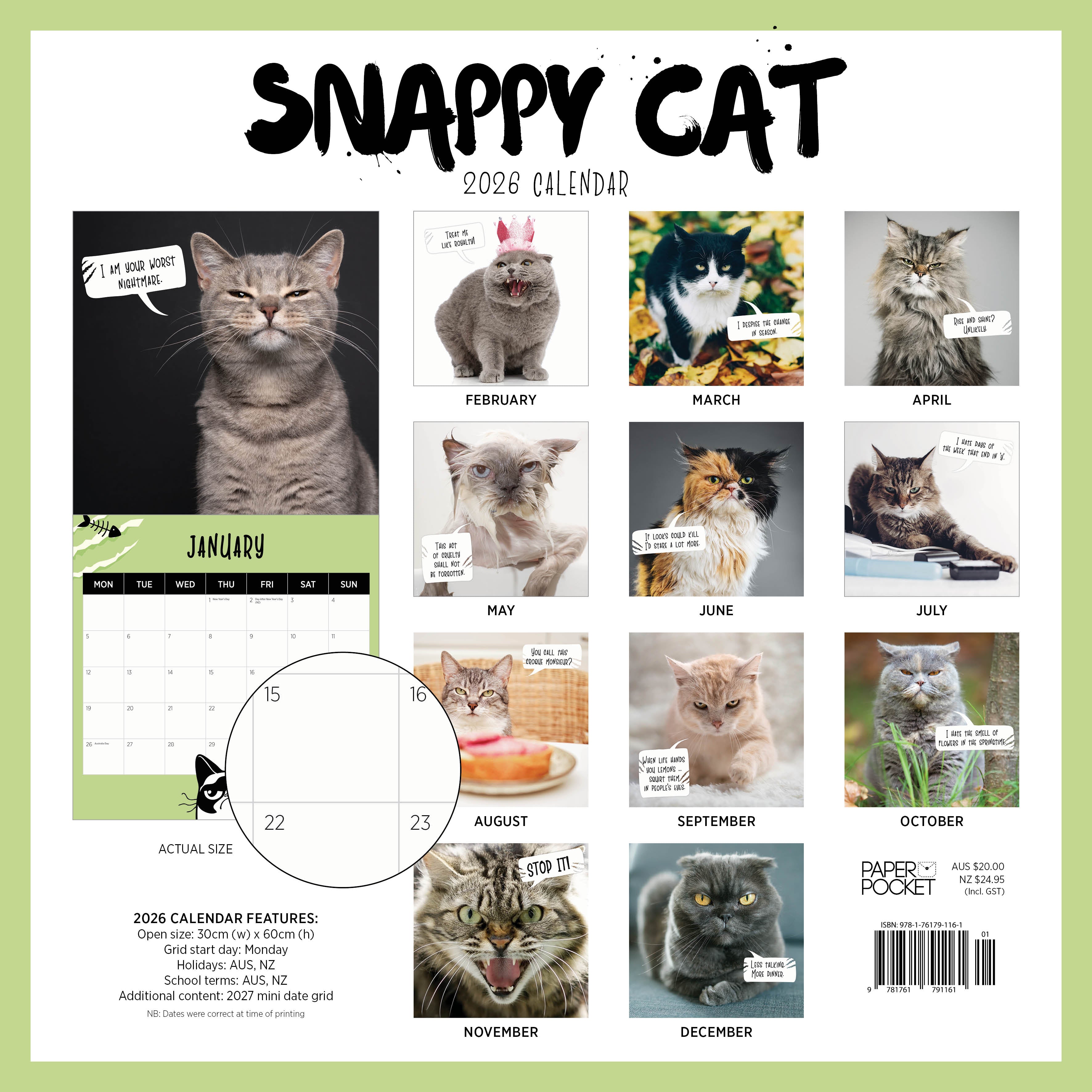 2026 Snappy Cat - Square Wall Calendar