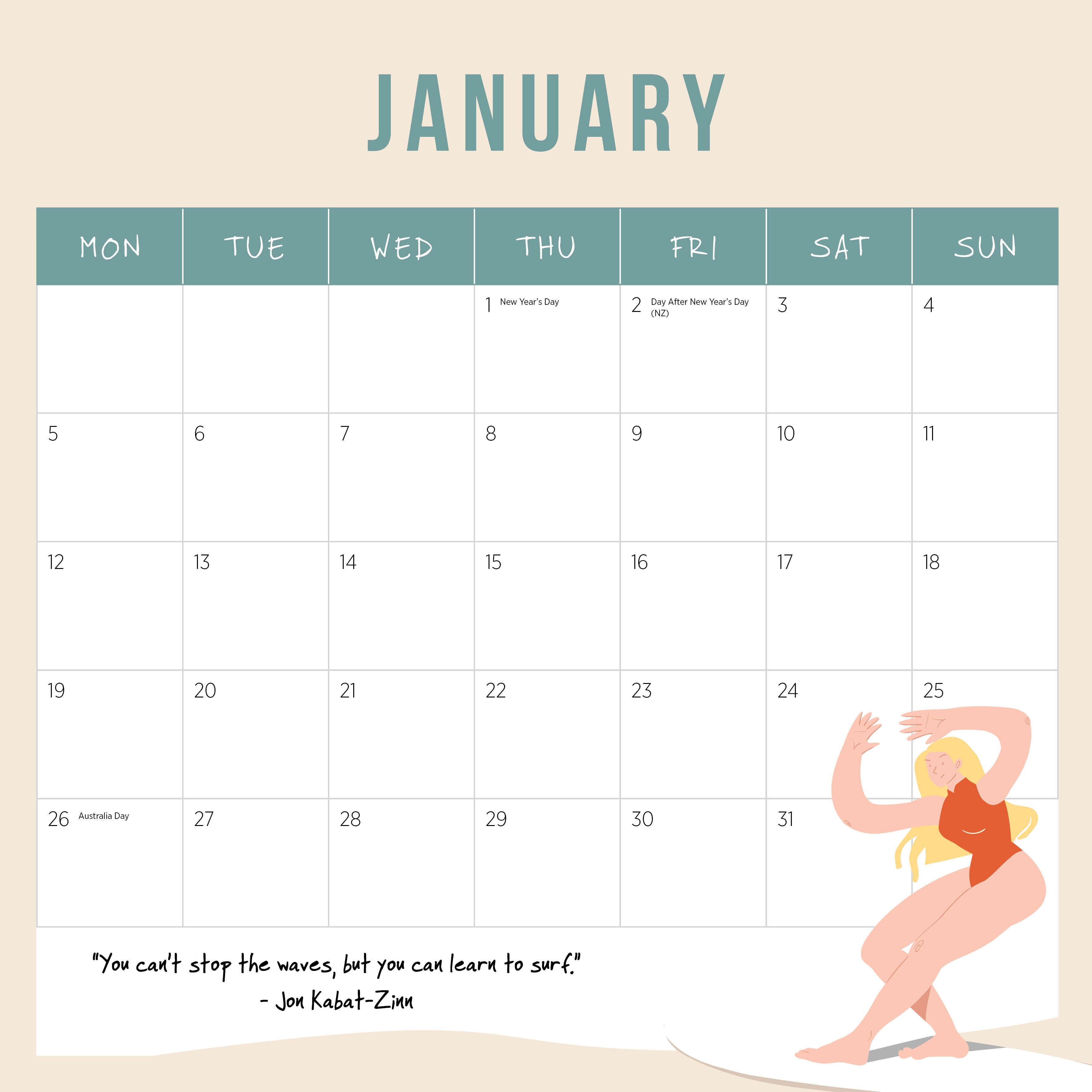 2026 The Big Surf - Biggest Waves - Square Wall Calendar