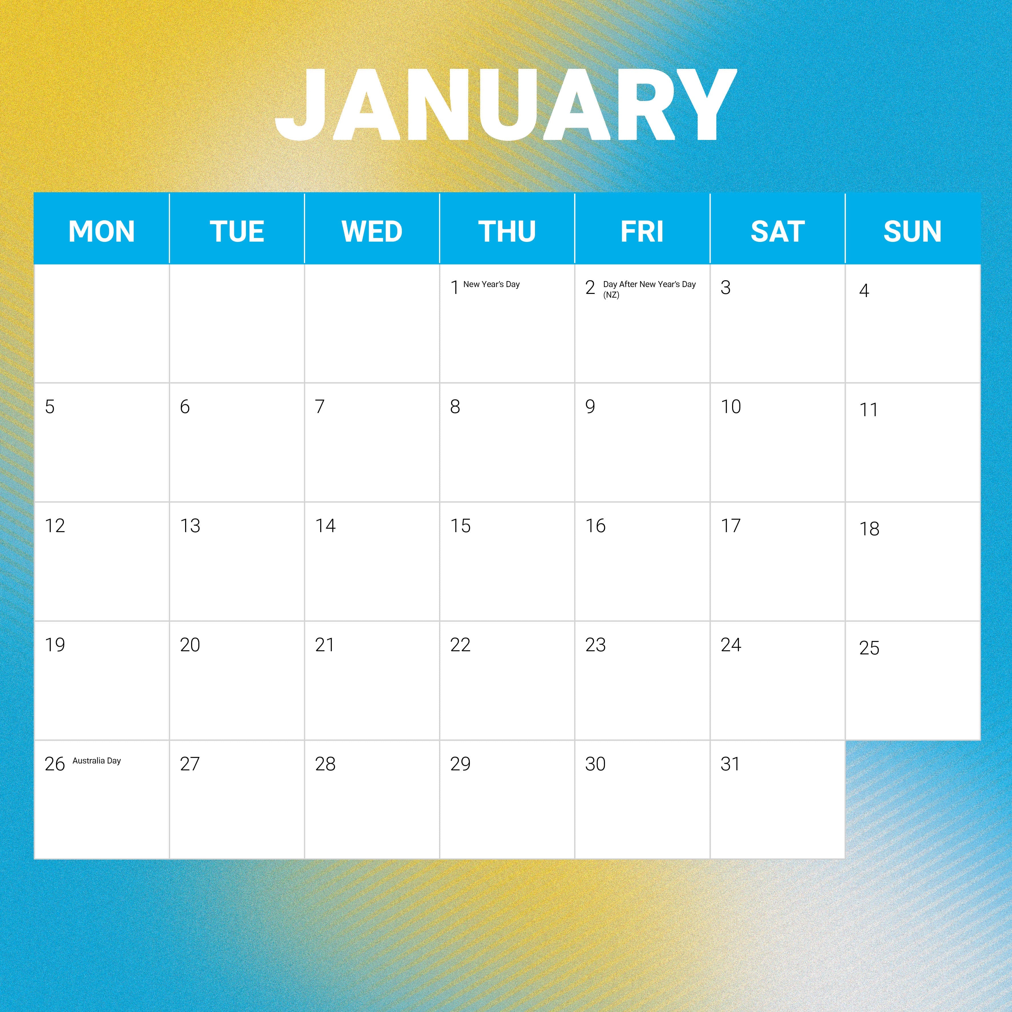2026 NRL Gold Coast Titans - Square Wall Calendar