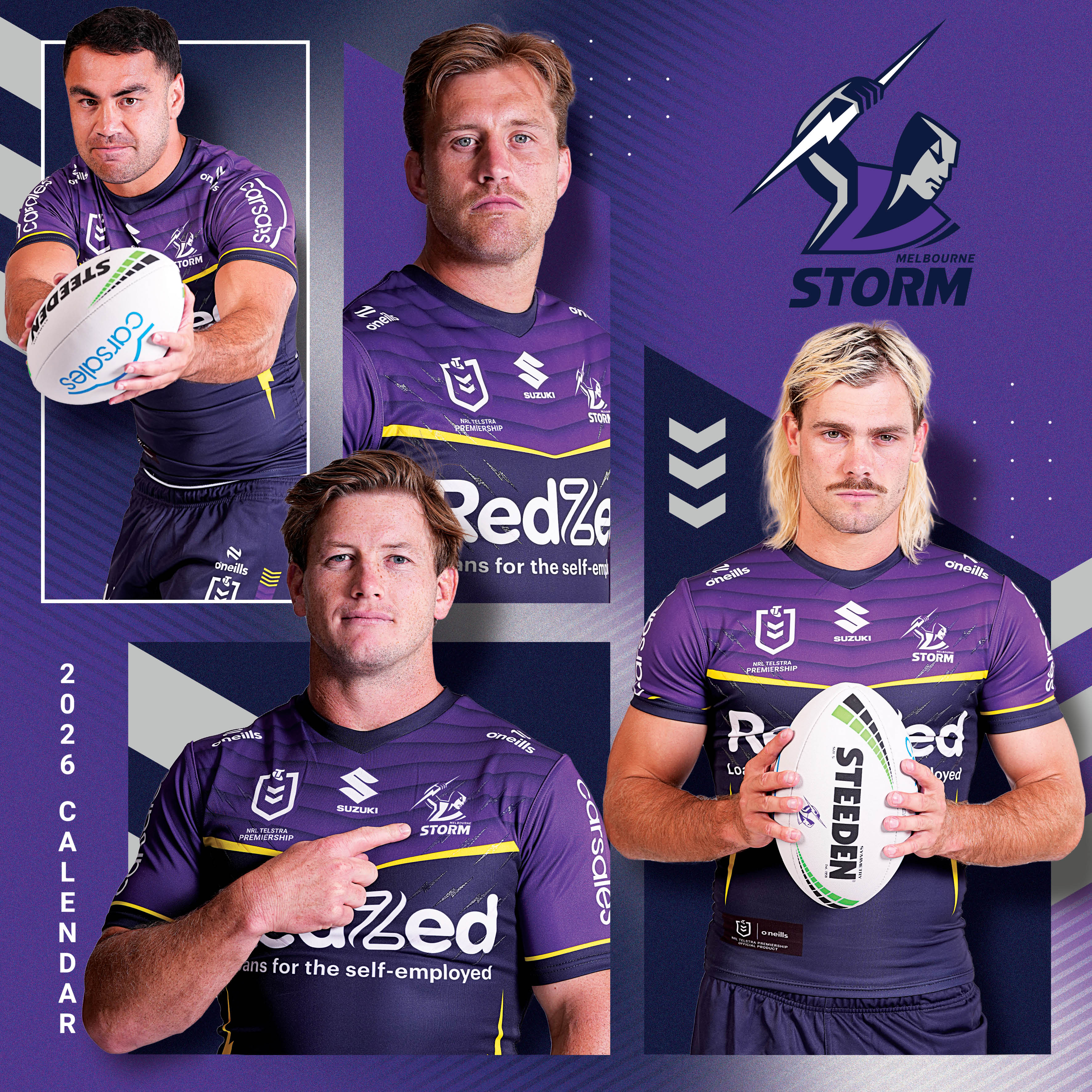 2026 NRL Melbourne Storm - Square Wall Calendar