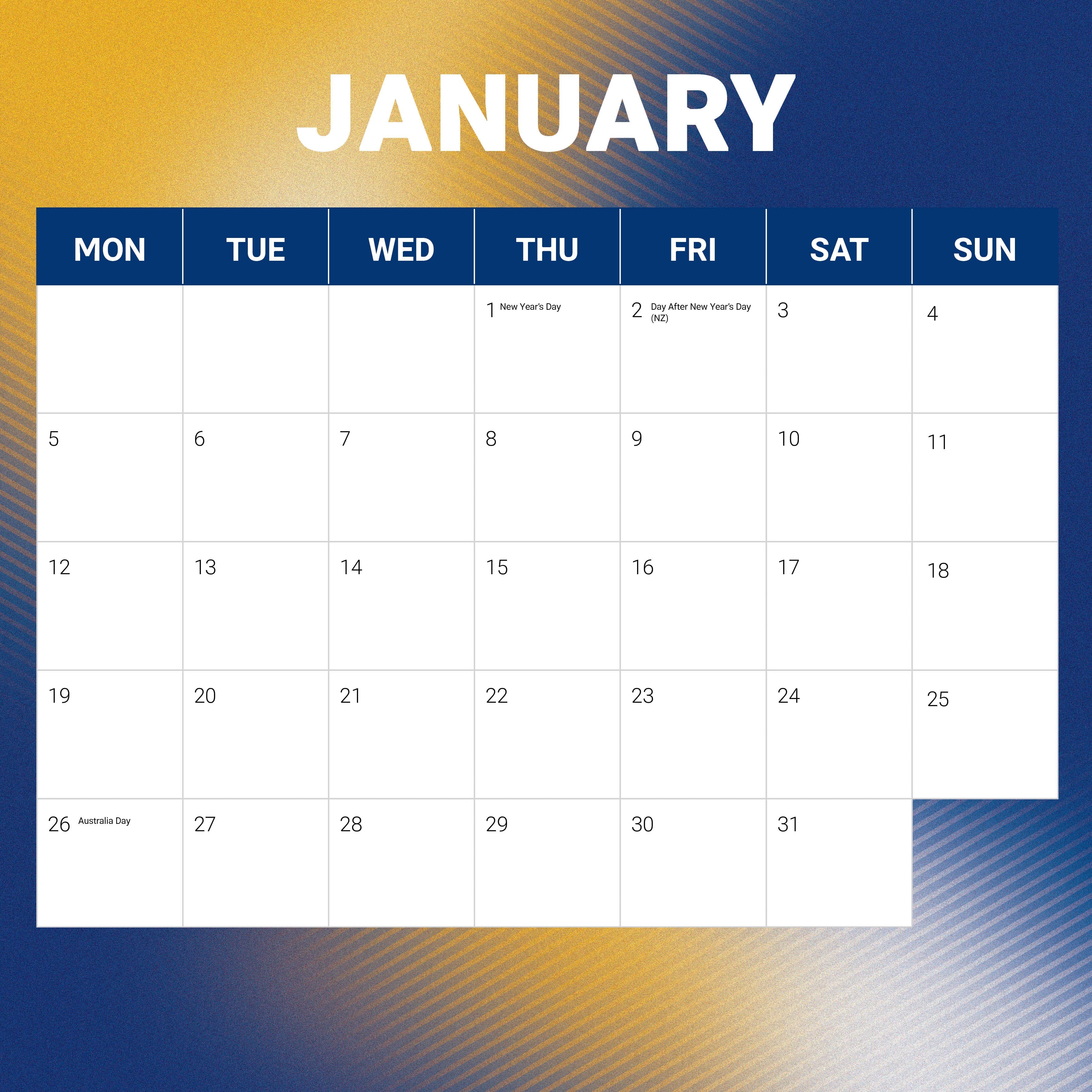 2026 NRL Parramatta Eels - Square Wall Calendar