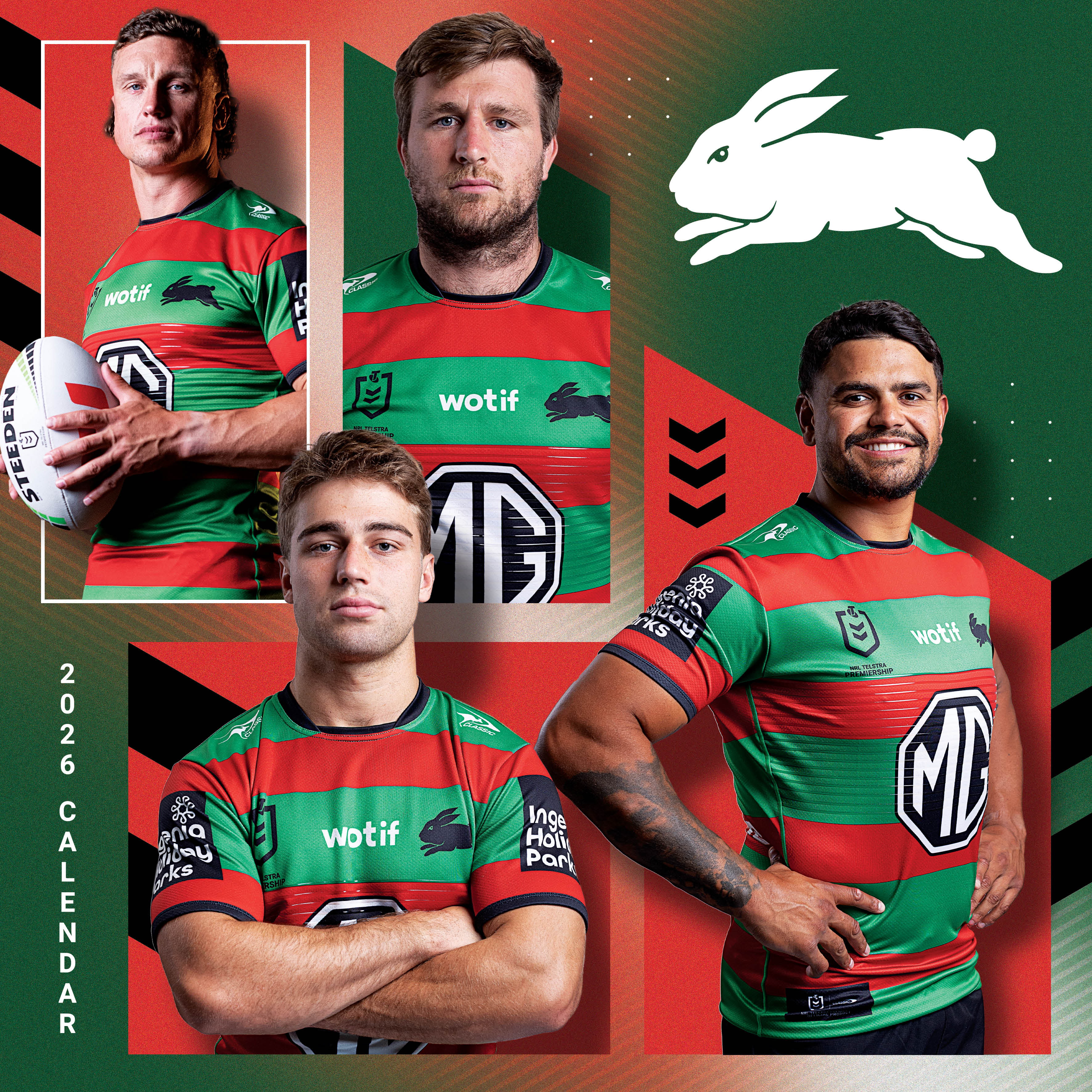 2026 NRL South Sydney Rabbitohs - Square Wall Calendar