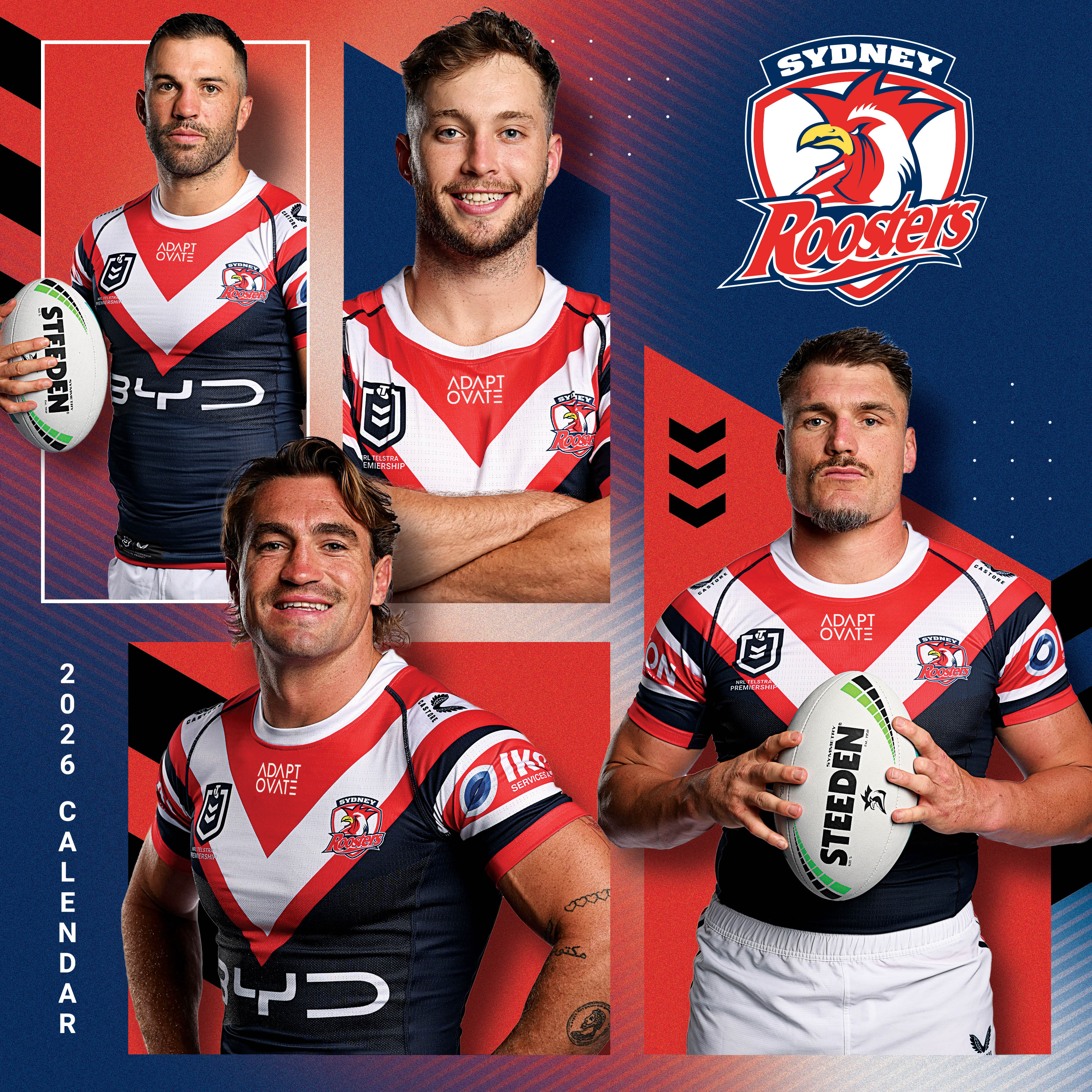 2026 NRL Sydney Roosters - Square Wall Calendar