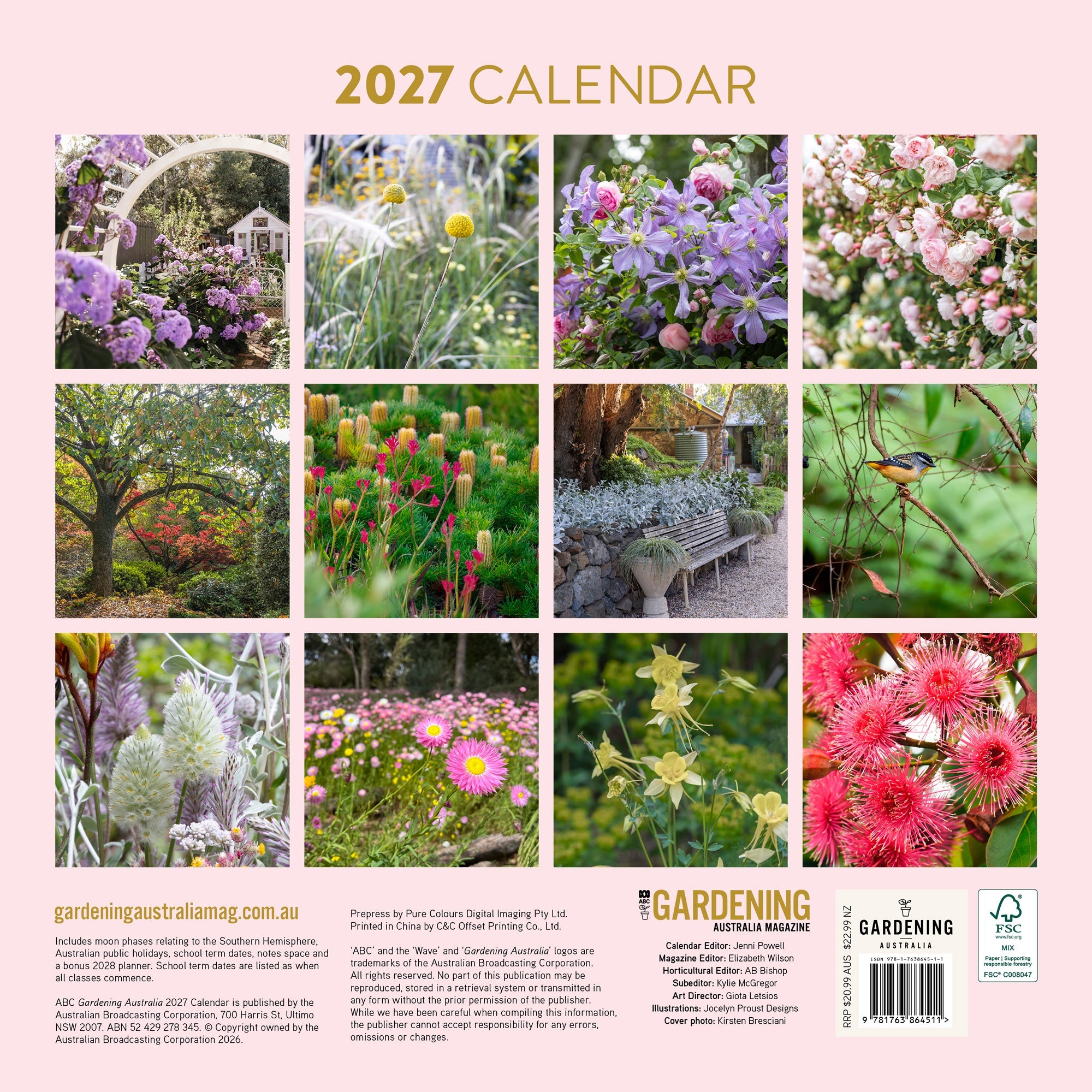 2027 ABC Gardening Australia wall calendar — back cover