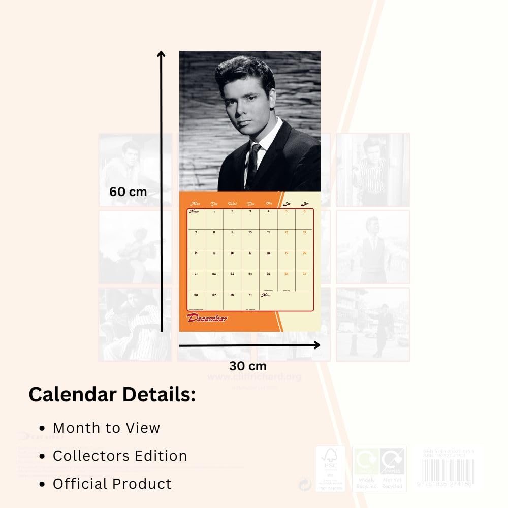2026 Cliff Richard - Collector's Edition Record Sleeve - Square Wall Calendar