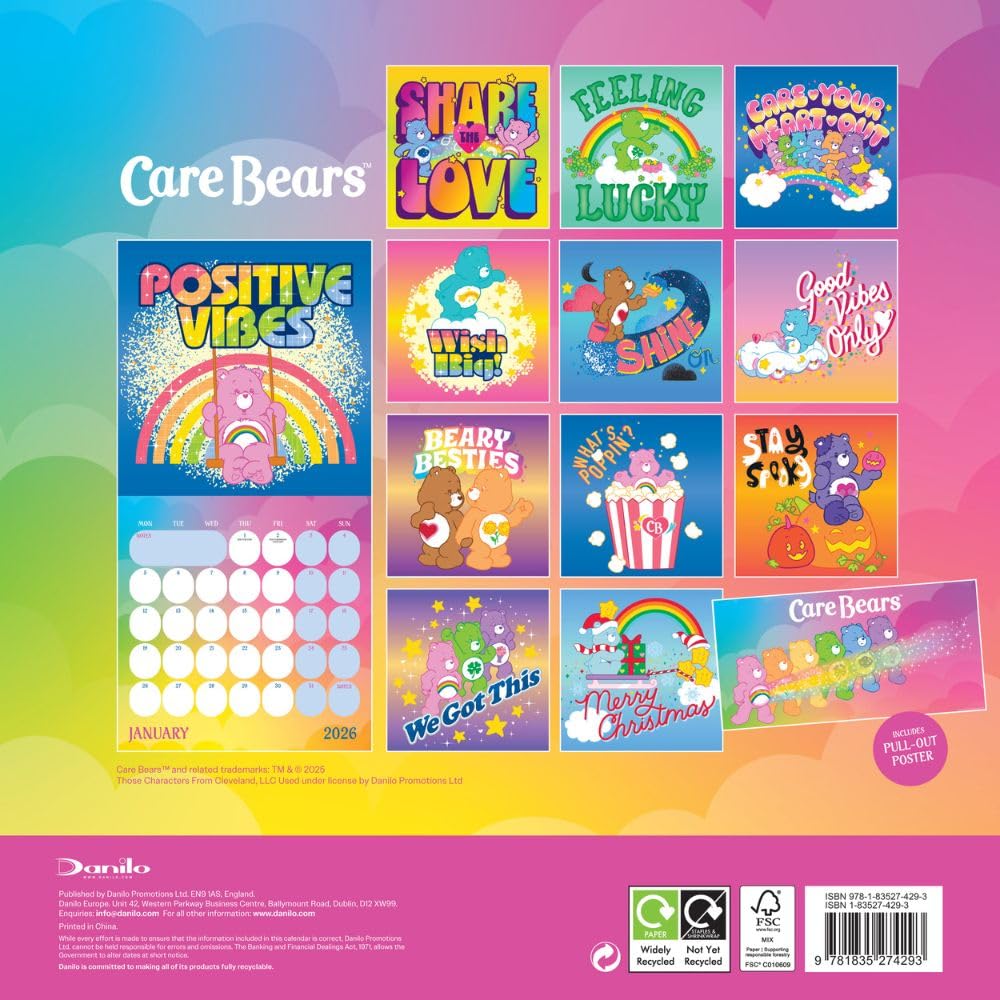 2026 Care Bears - Square Wall Calendar