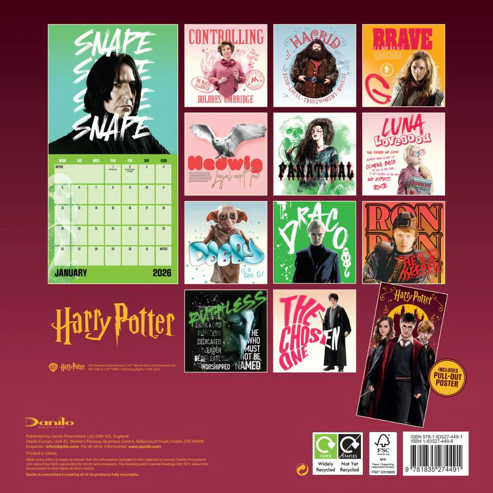 2026 Harry Potter - Square Wall Calendar