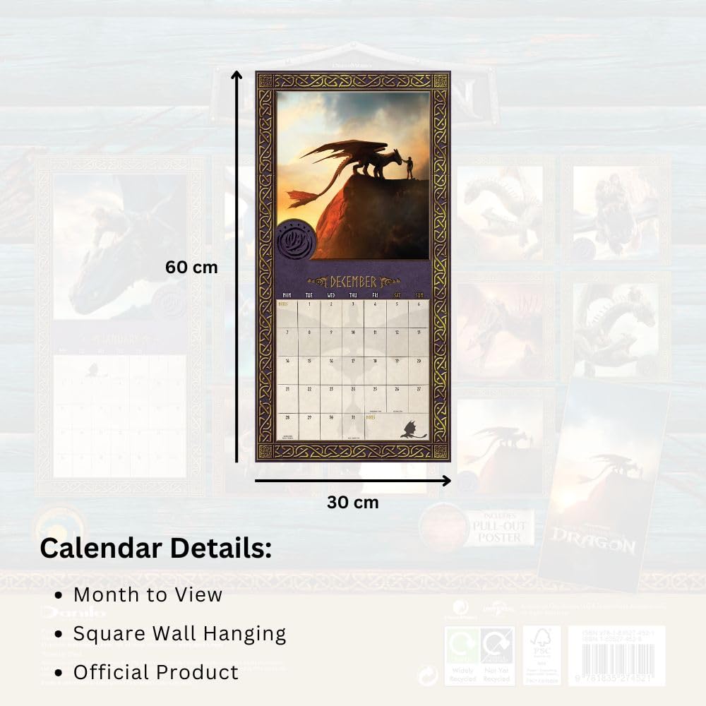2026 How To Train Your Dragon Movie - Square Wall Calendar