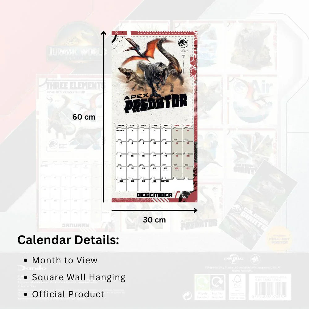 2026 Jurassic World Rebirth Movie - Square Wall Calendar