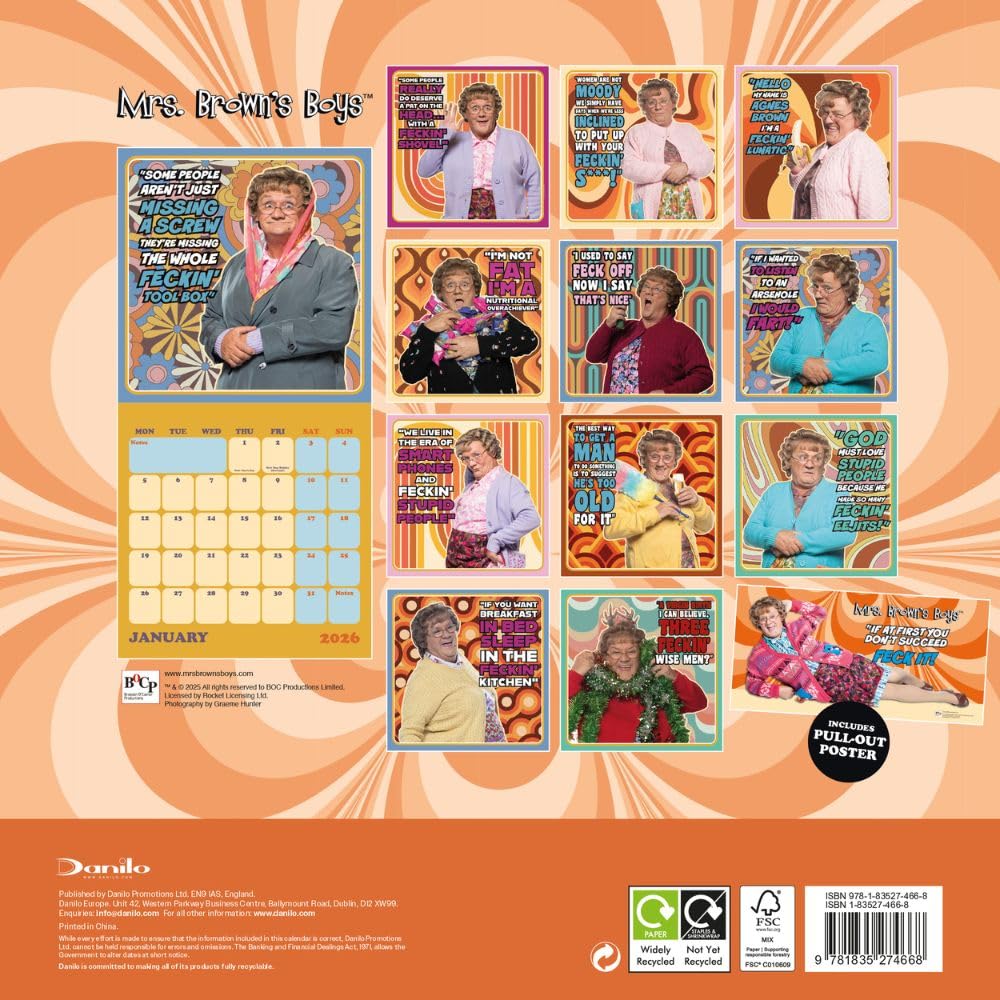 2026 Mrs. Brown's Boys - Square Wall Calendar