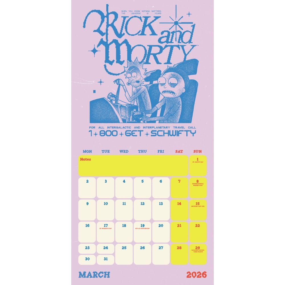 2026 Rick And Morty - Square Wall Calendar