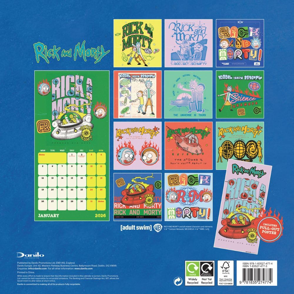 2026 Rick And Morty - Square Wall Calendar