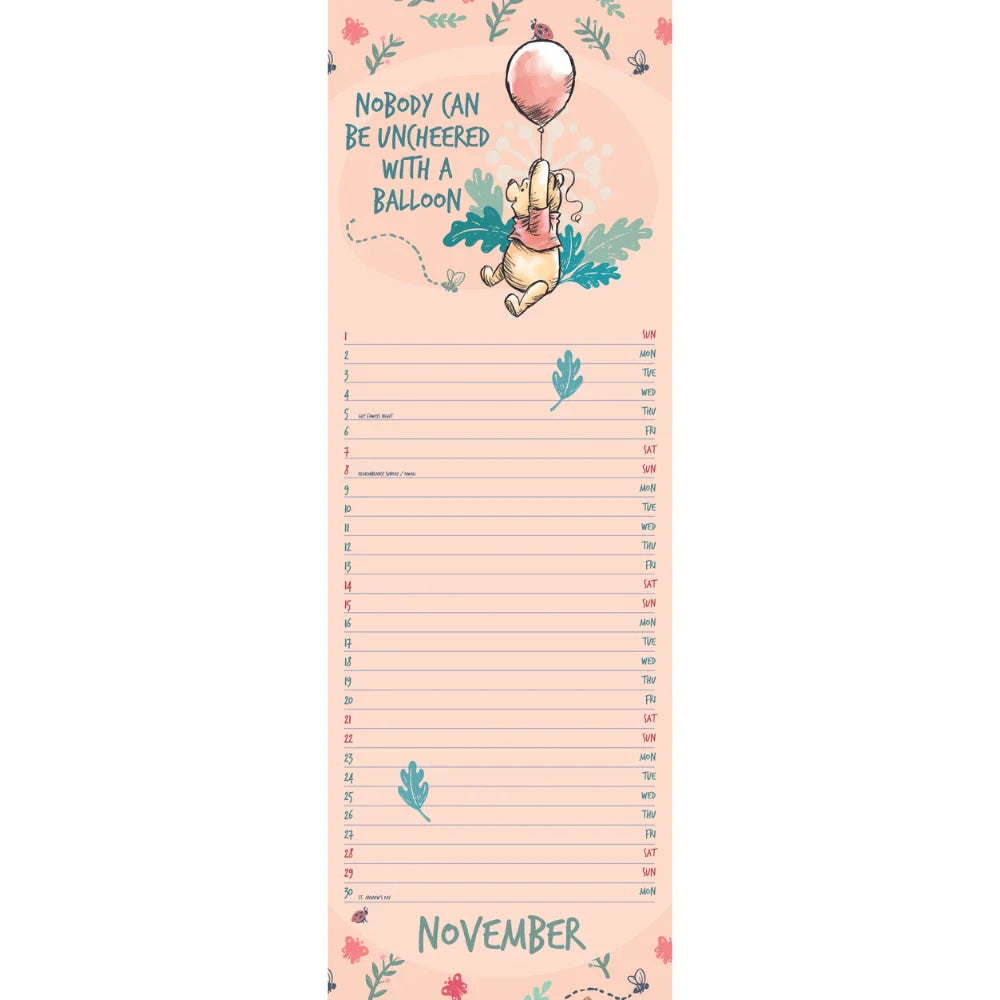 2026 Winnie The Pooh - Slim Wall Calendar