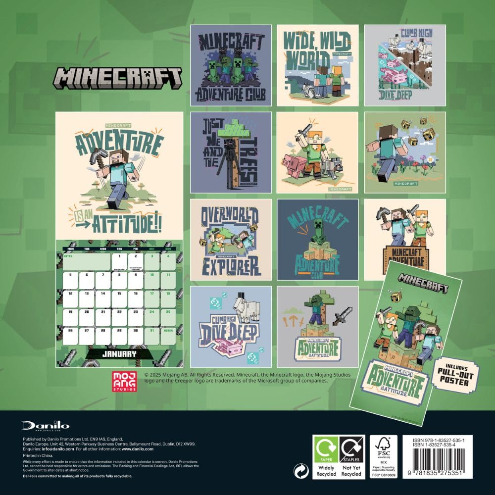 2026 Minecraft - Mini Wall Calendar