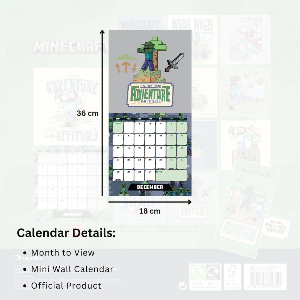 2026 Minecraft - Mini Wall Calendar