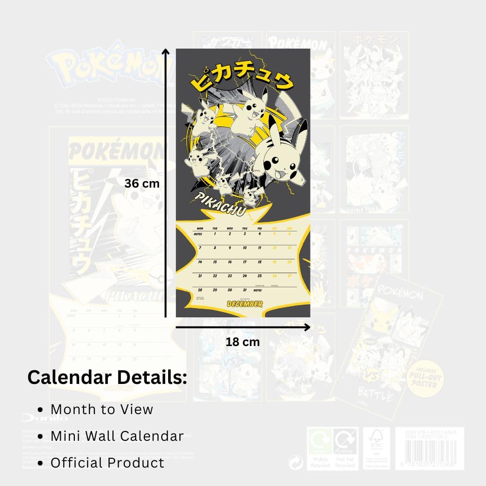 2026 Pokemon - Mini Wall Calendar