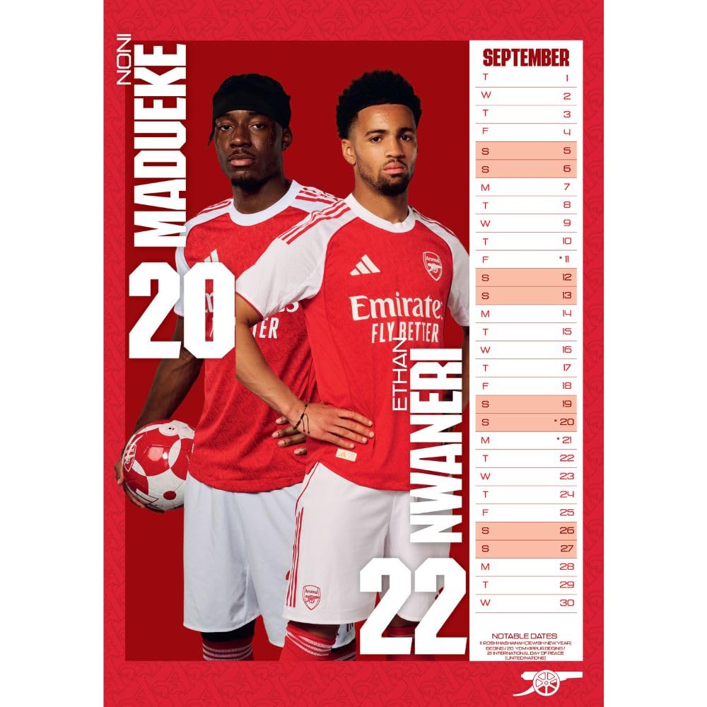 2026 Arsenal FC - A3 Wall Calendar