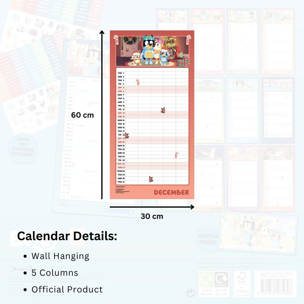 2026 Bluey - Family Organiser Calendar - Square Wall Calendar
