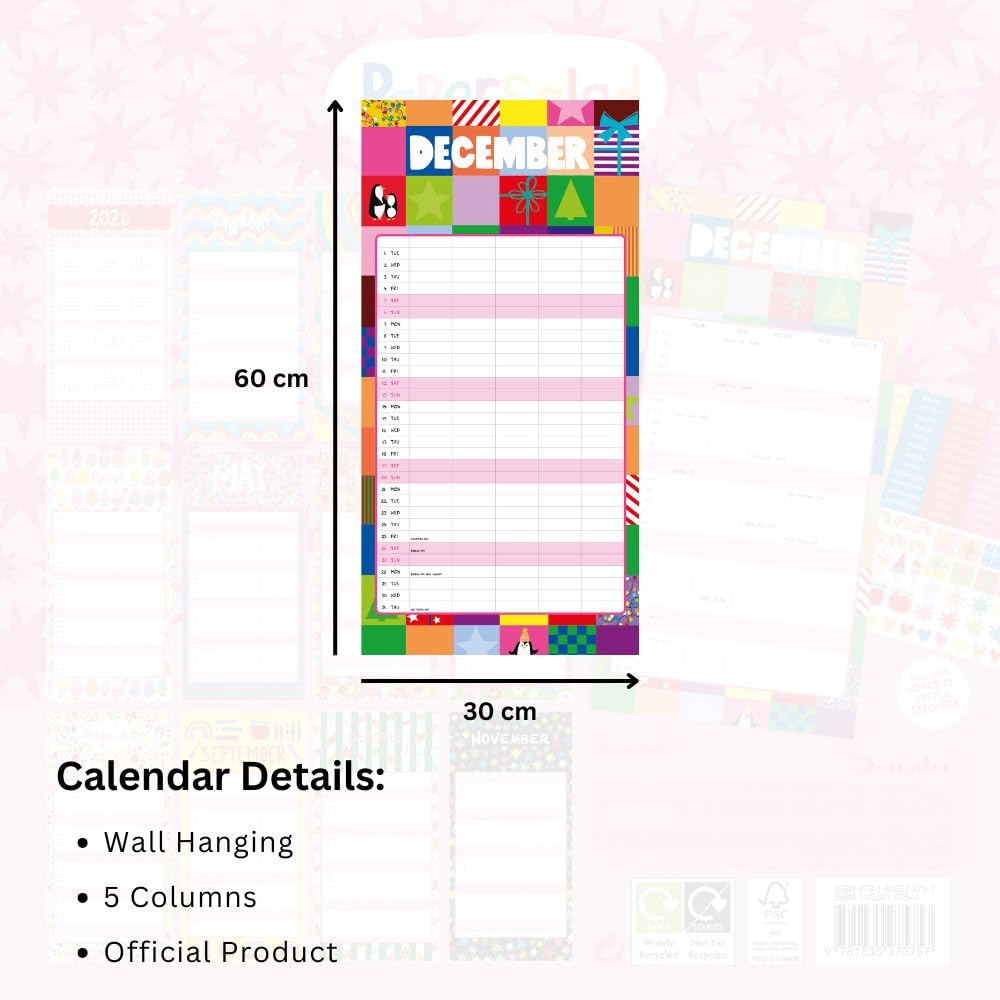 2026 Paper Salad - Family Organiser Calendar - Square Wall Calendar