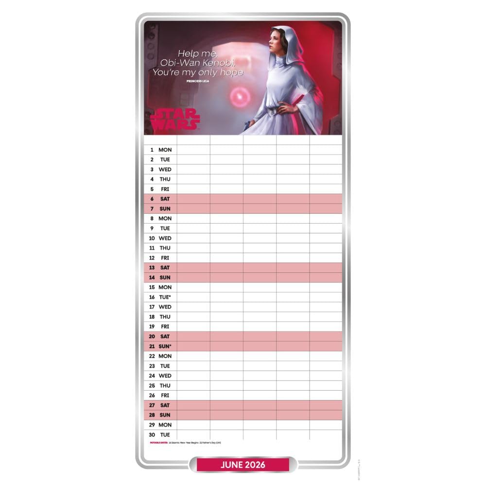 2026 Star Wars Classic - Family Organiser Calendar - Square Wall Calendar