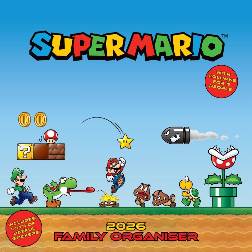2026 Super Mario - Family Organiser Calendar - Square Wall Calendar