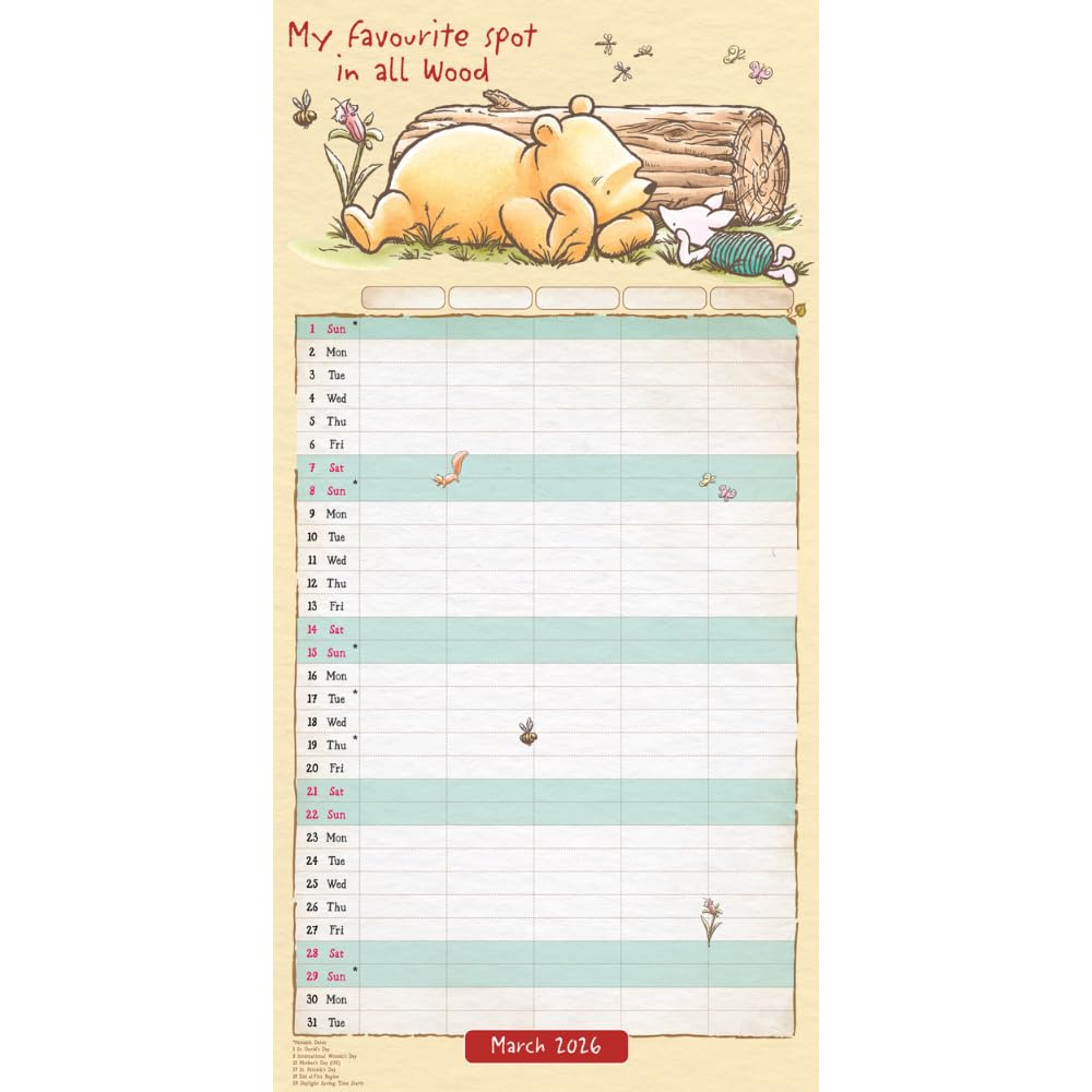 2026 Winnie The Pooh - Family Organiser Calendar - Square Wall Calendar