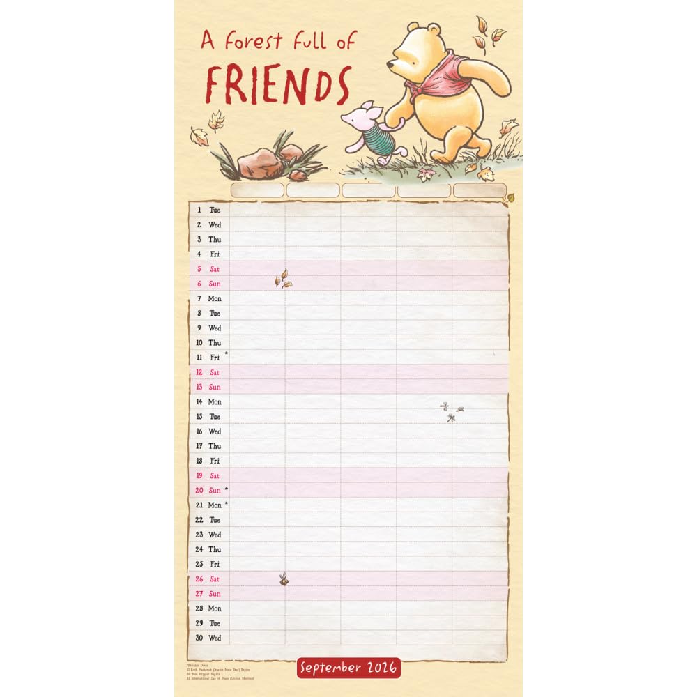 2026 Winnie The Pooh - Family Organiser Calendar - Square Wall Calendar