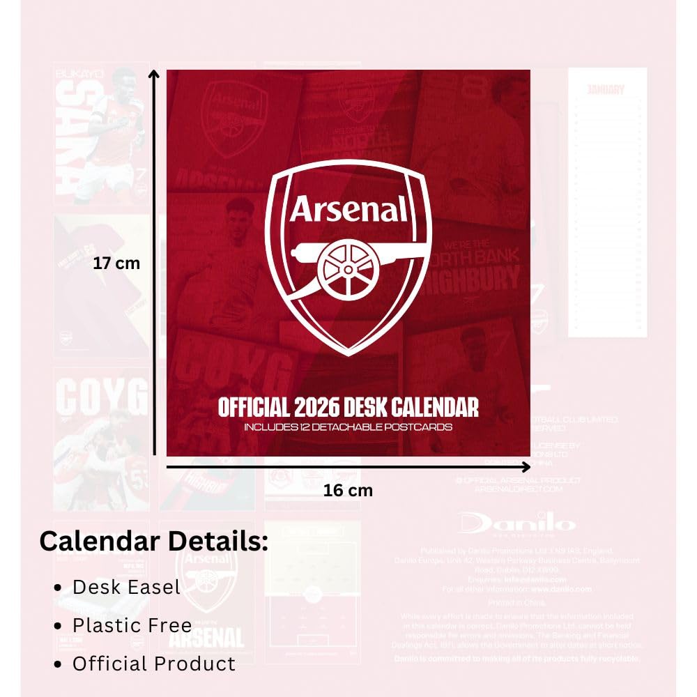2026 Arsenal FC - Desk Easel Calendar