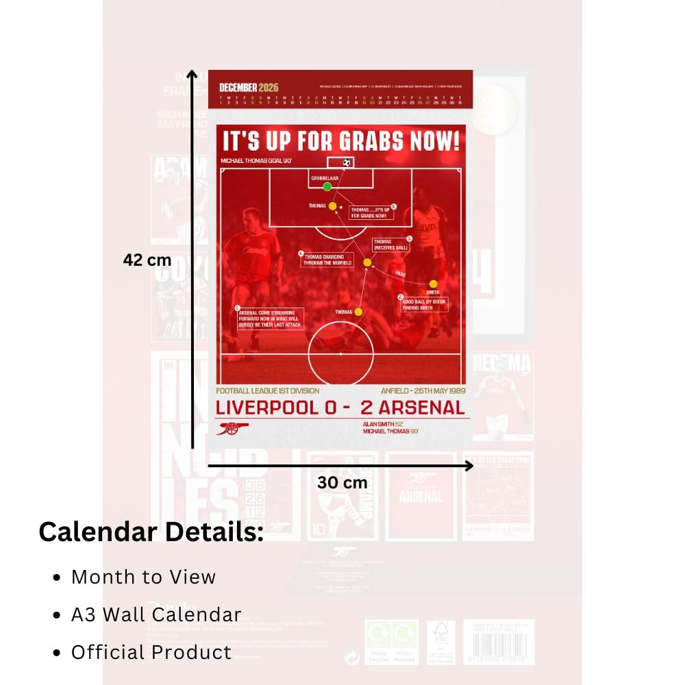 2026 Arsenal FC - A3 Deluxe Wall Calendar